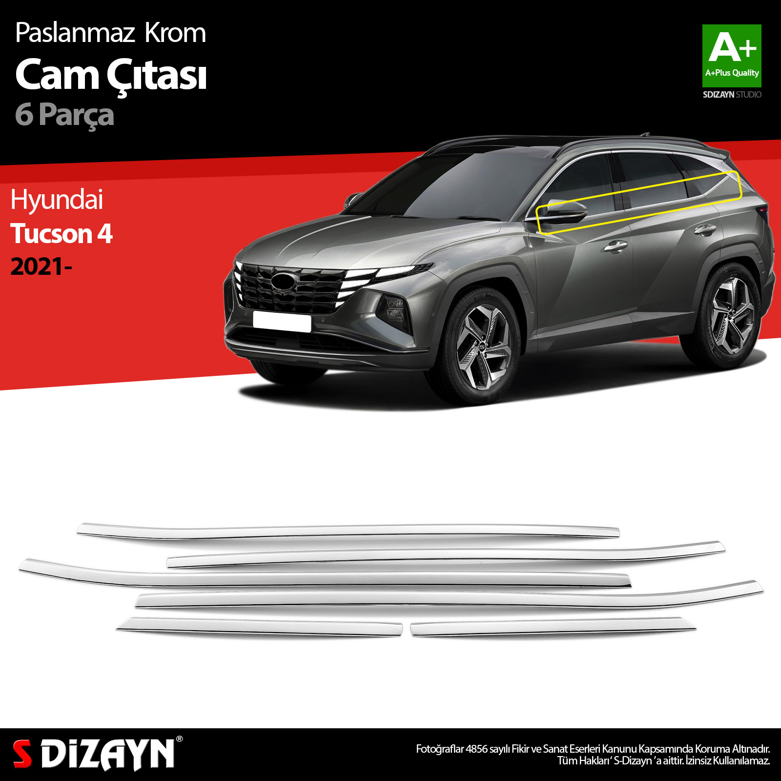 Hyundai Tucson 4 Chrome Window Trim 6 Piece 2020 After 1
