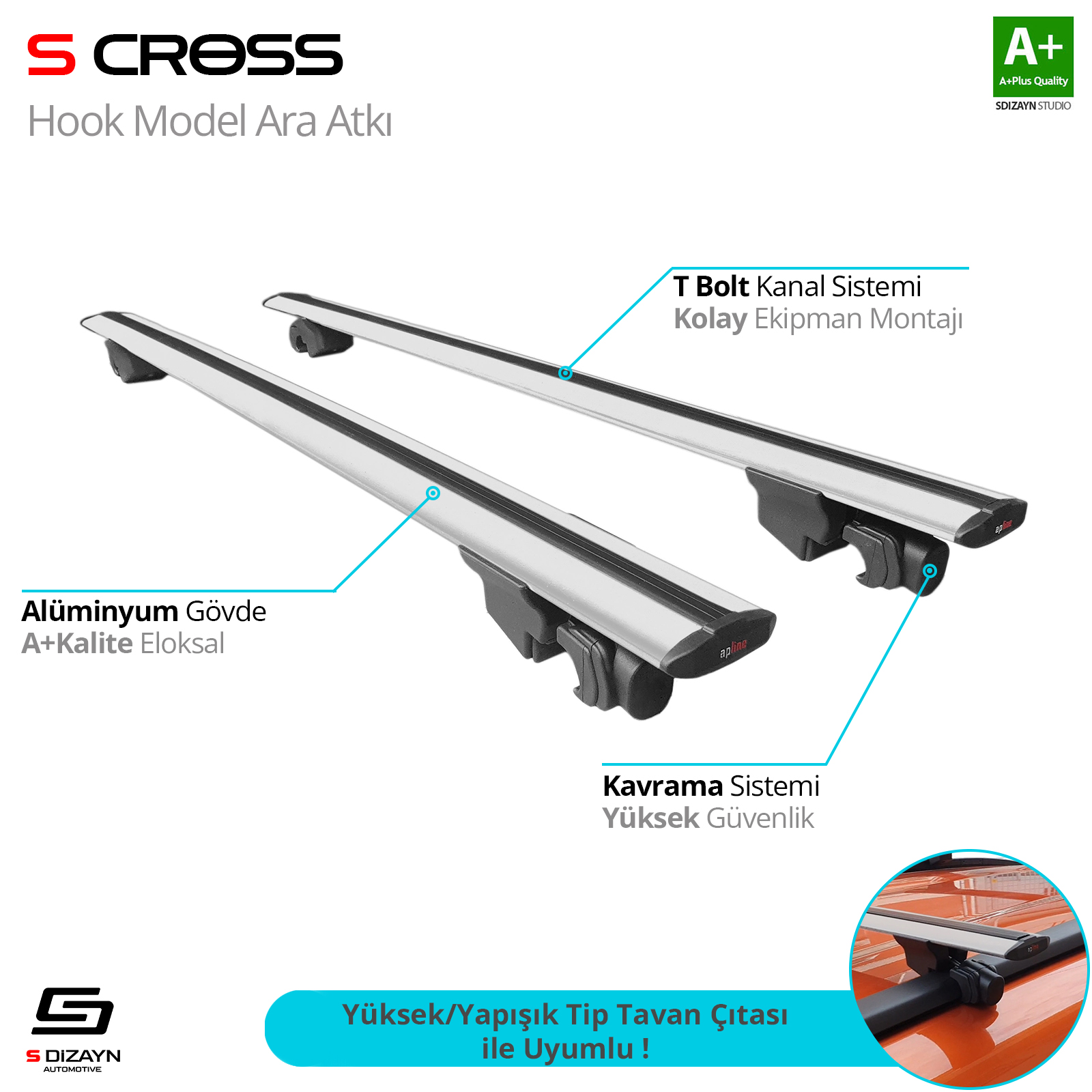 Porsche Cayenne 2010-2017 HOOK Without Key Model Grey CrossBar A+ Quality 1
