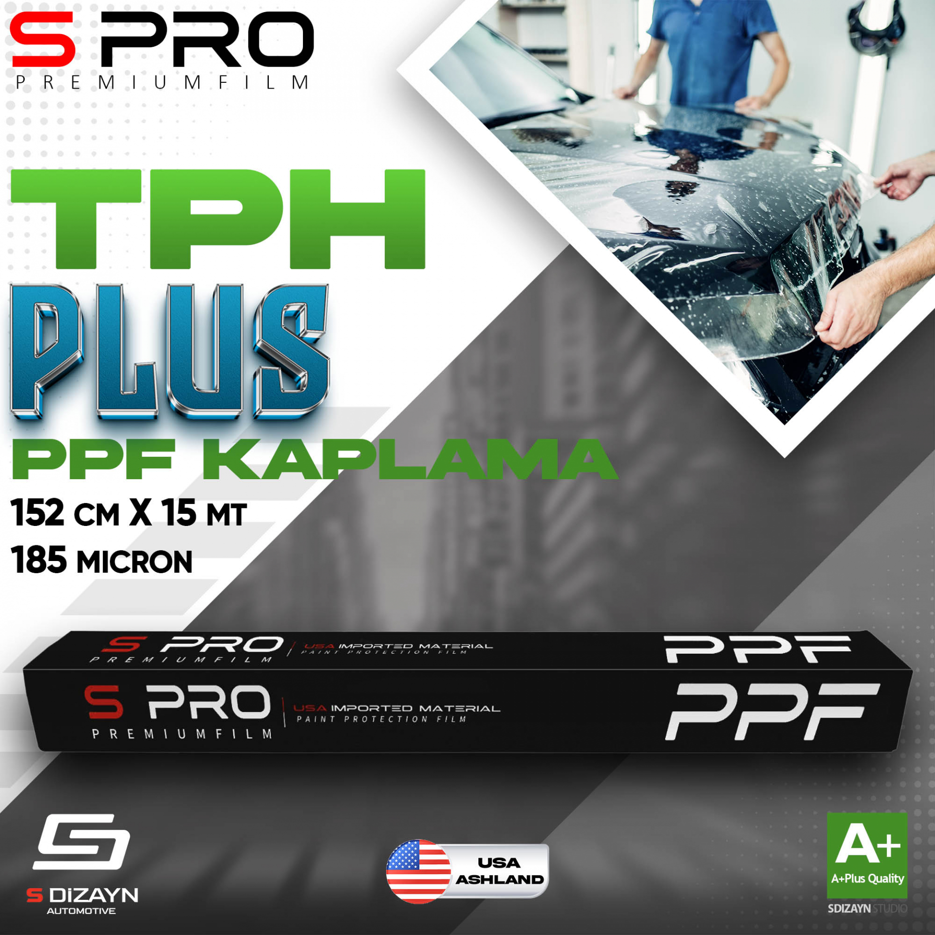 S Pro PPF Paint Protection Film TPH Plus Max 185mic 152cm/15mt 1