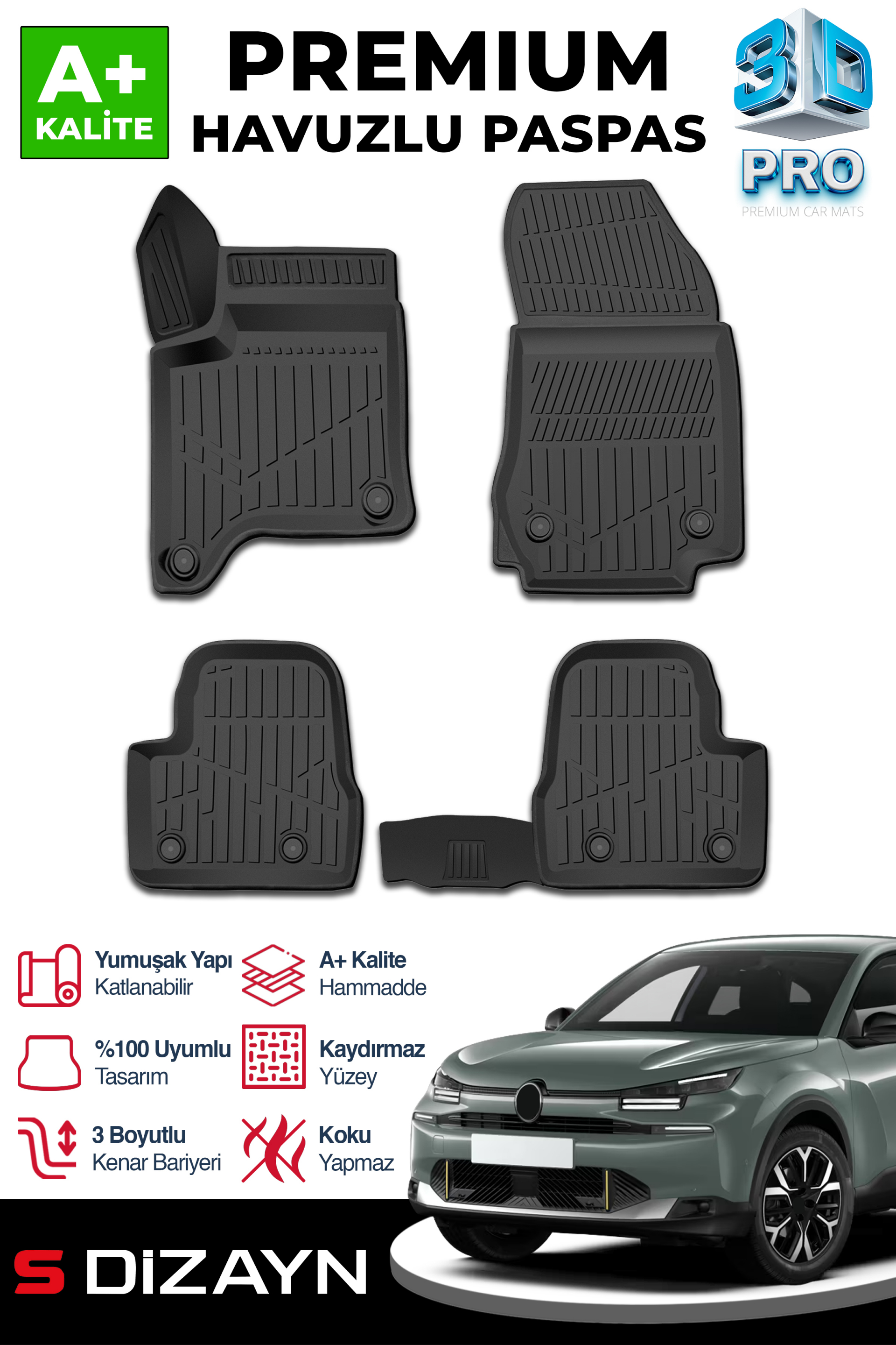 Citroen C4 Hybrid 3D Pro Car Mats 2025 After A+ Quality 1