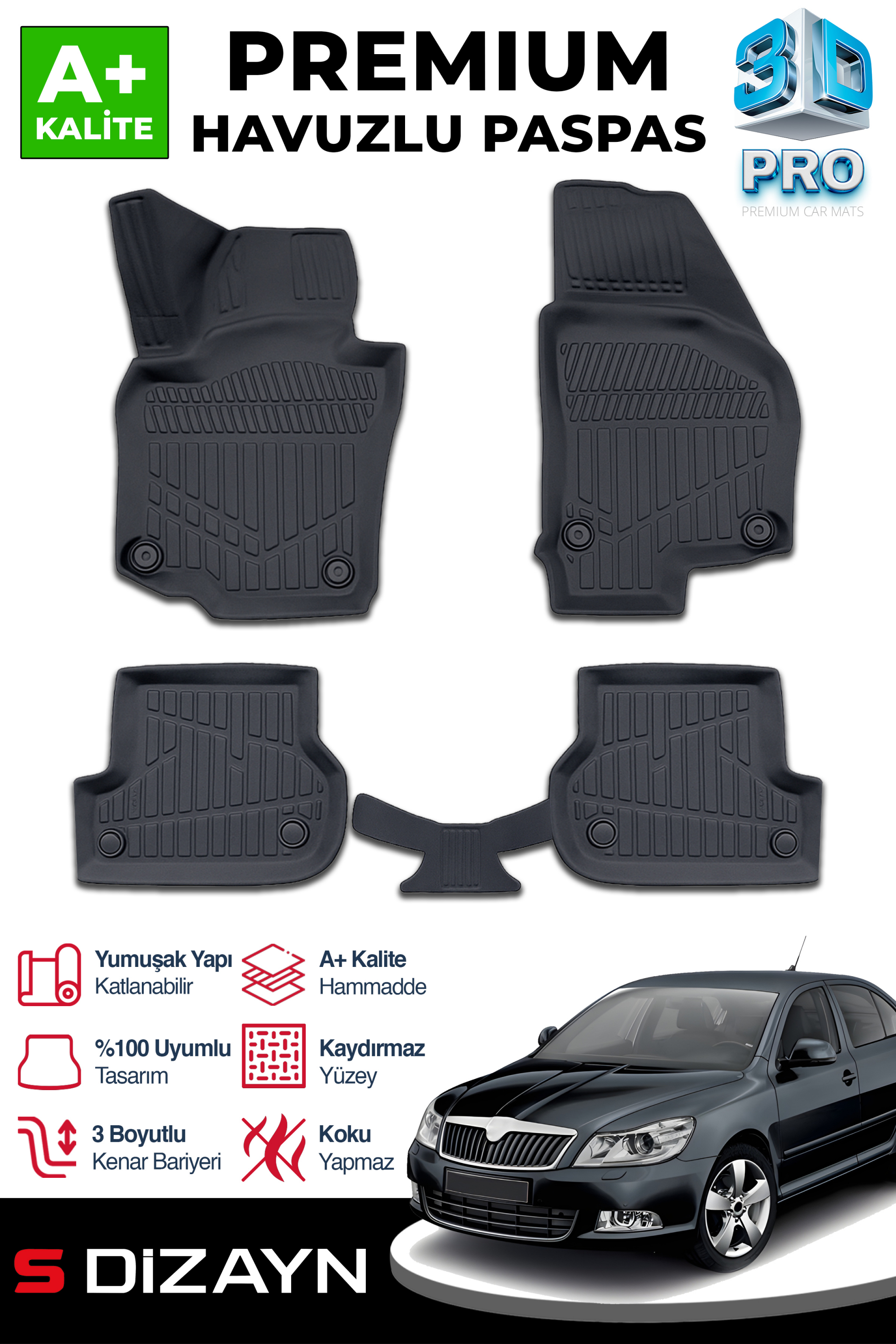 Skoda Octavia 2 3D Pro Car Mats 2004-2013 A+ Quality 1