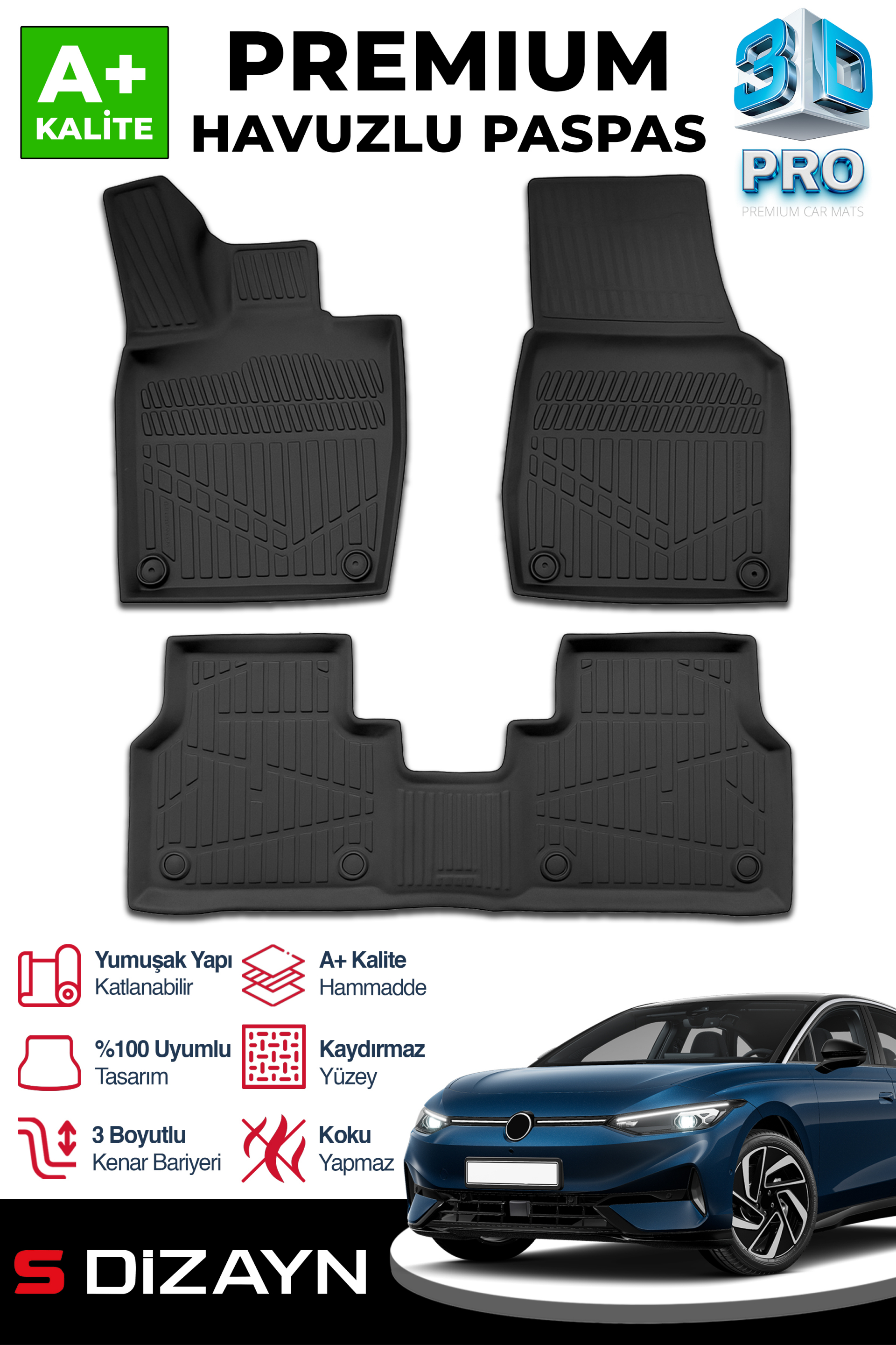 VW ID7 3D Pro Havuzlu Paspas 2025 Üzeri 1