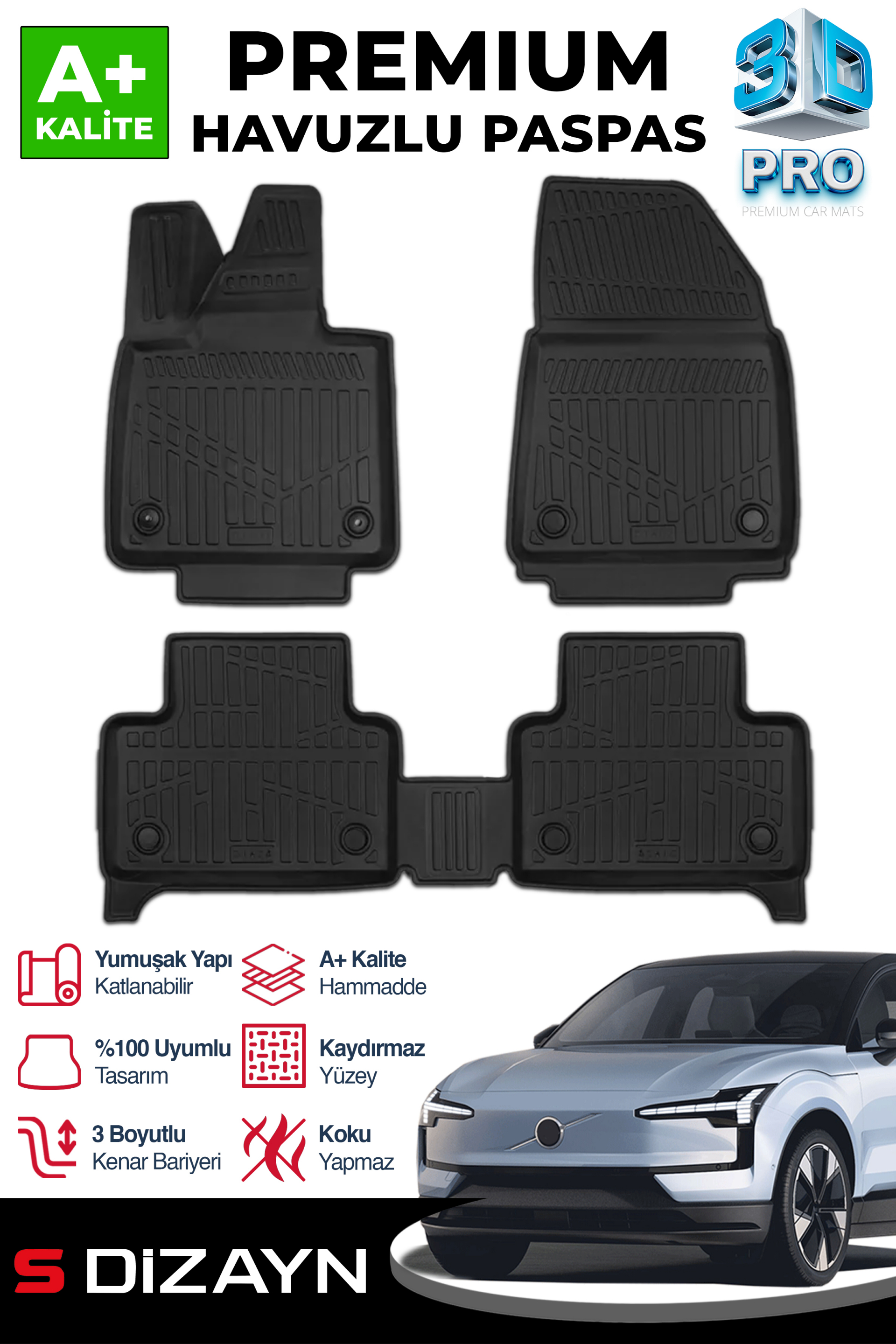 Volvo EX30 3D Pro Havuzlu Paspas 2025 Üzeri 1