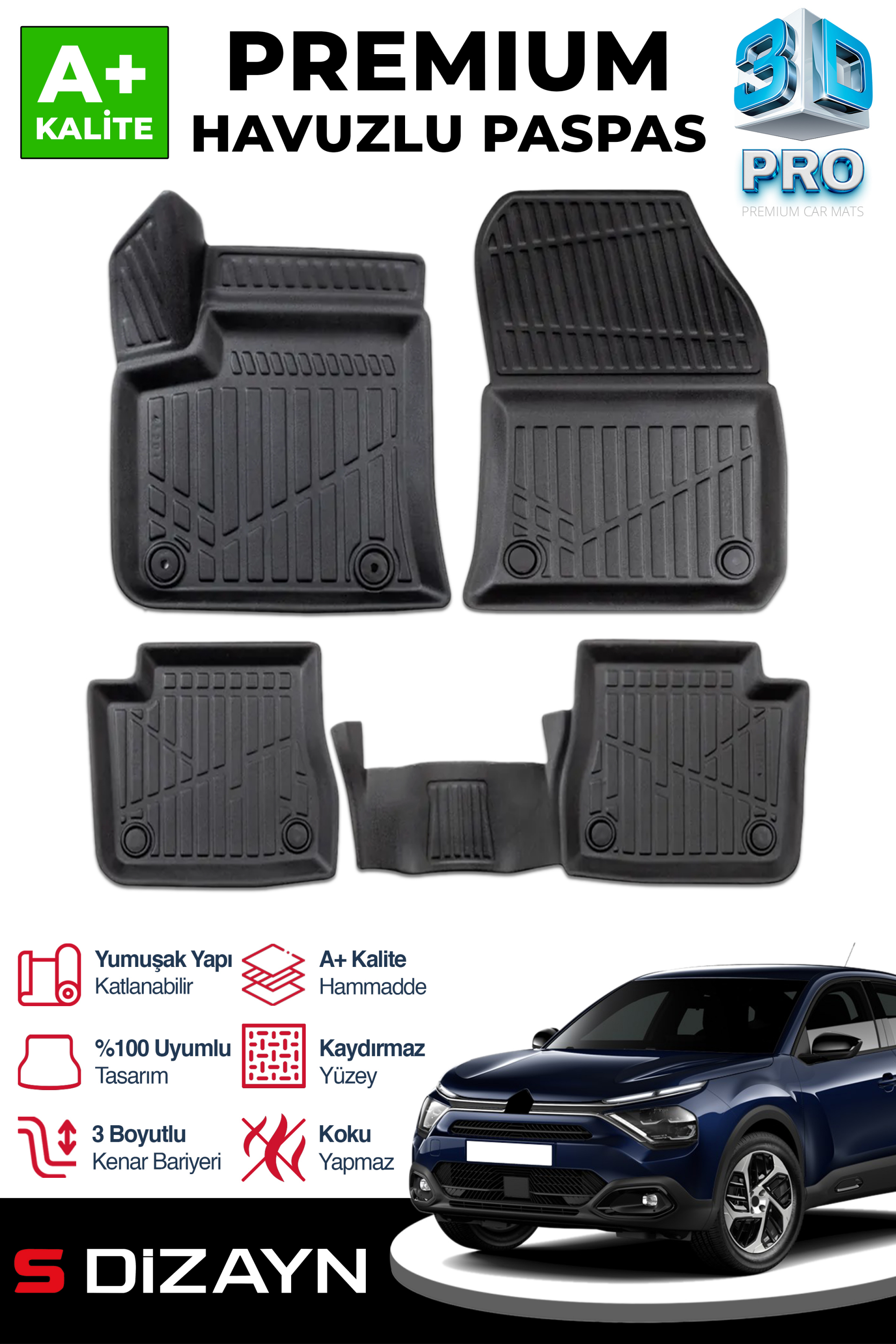 Citroen C4X Elektrikli 3D Pro Car Mats 2023 After A+ Quality