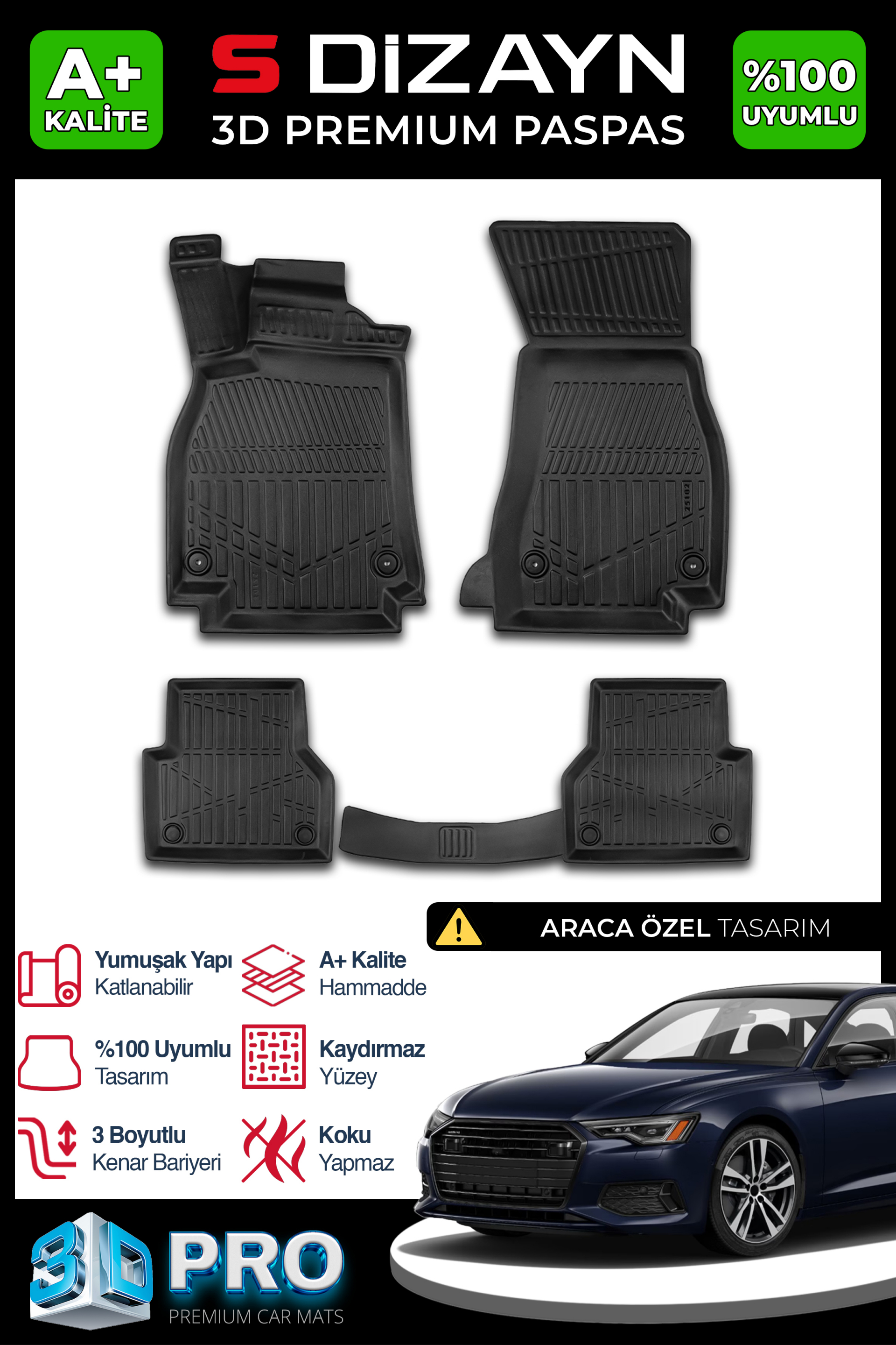 Audi A6 3D Plus Car Mats 2018 After A+ Quality
