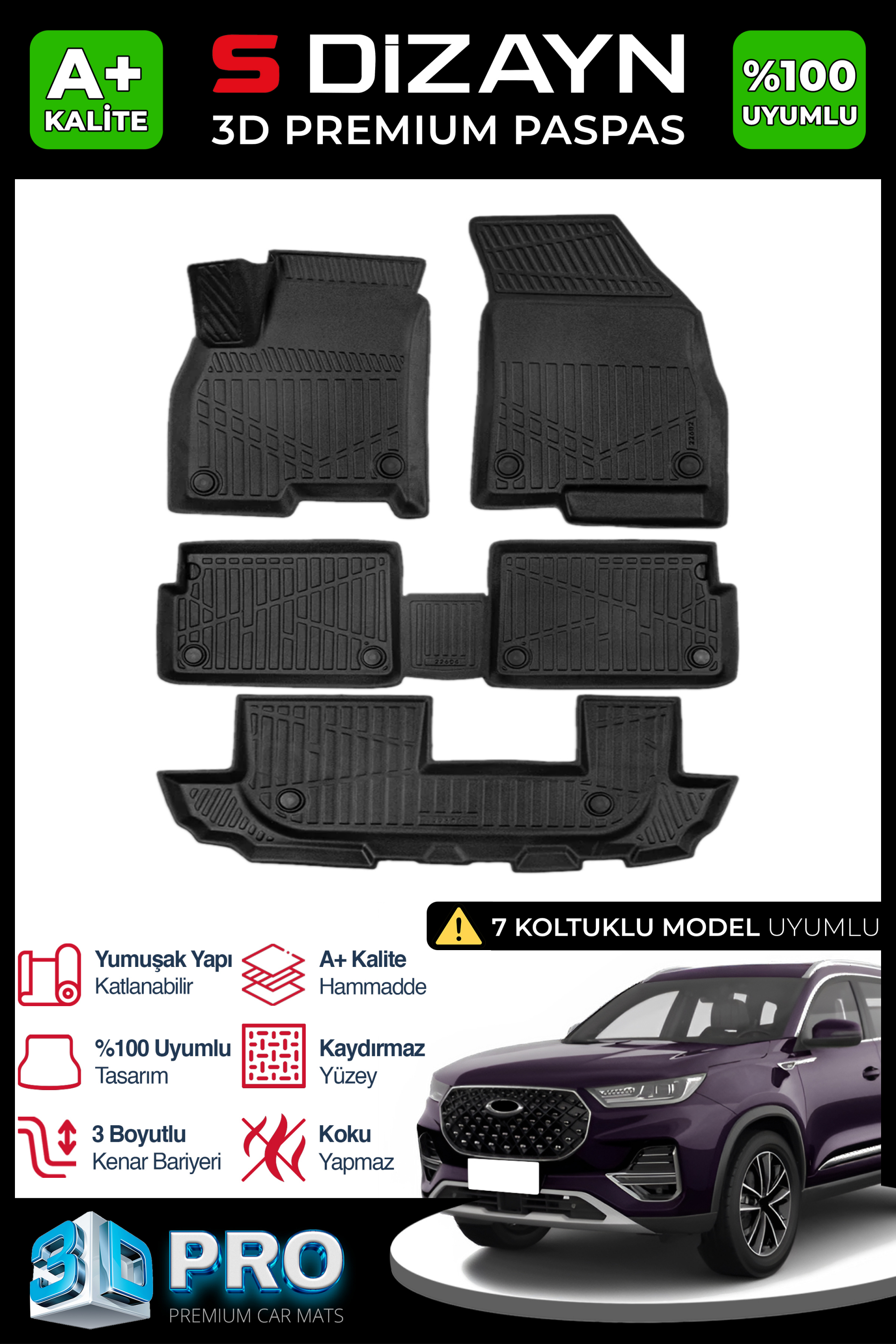 Chery Tiggo8 (7 Seater) 3D Plus Car Mats 2022-2025 1