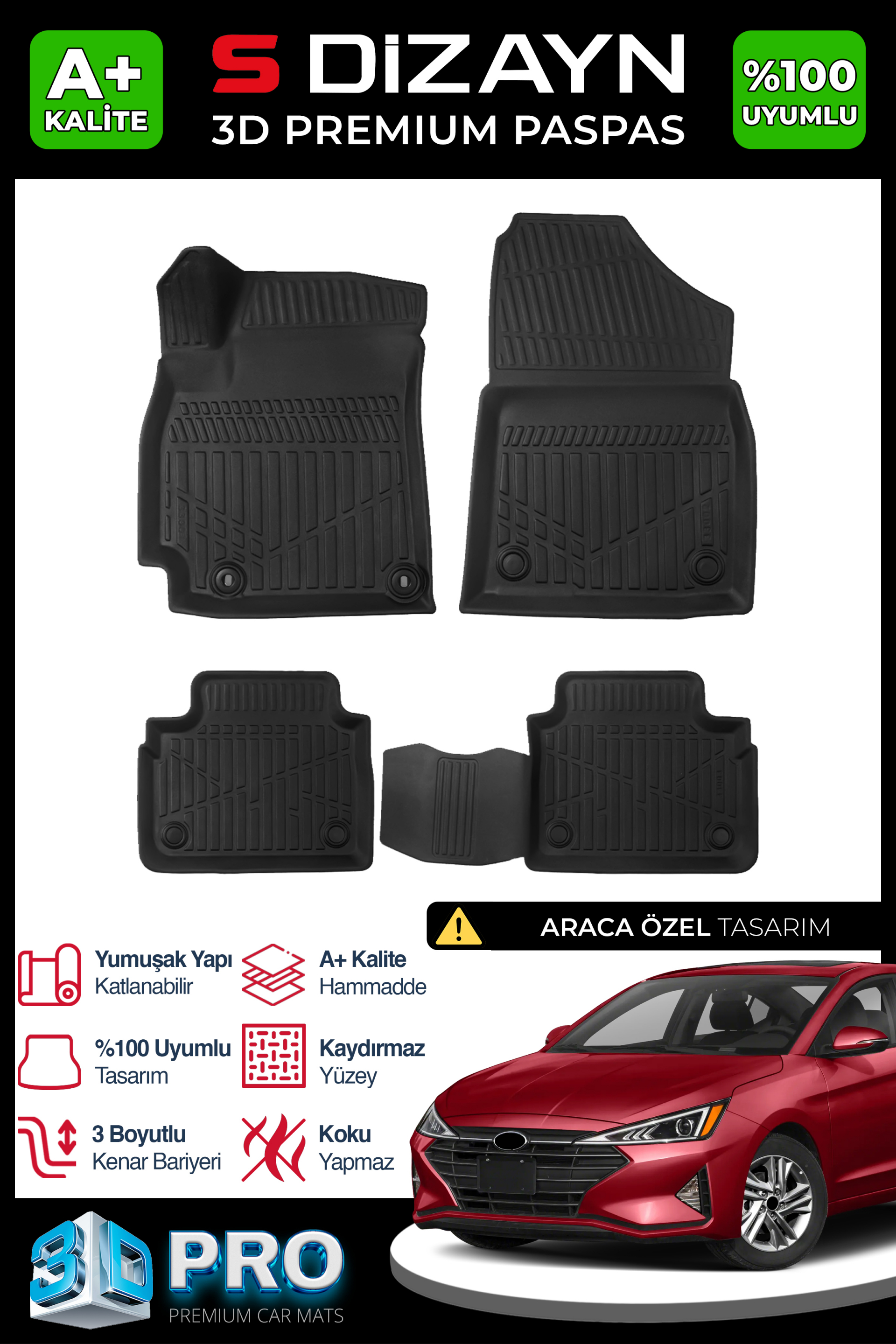 Hyundai Elentra 3D Pro Car Mats 2020 After A+ Quality 1
