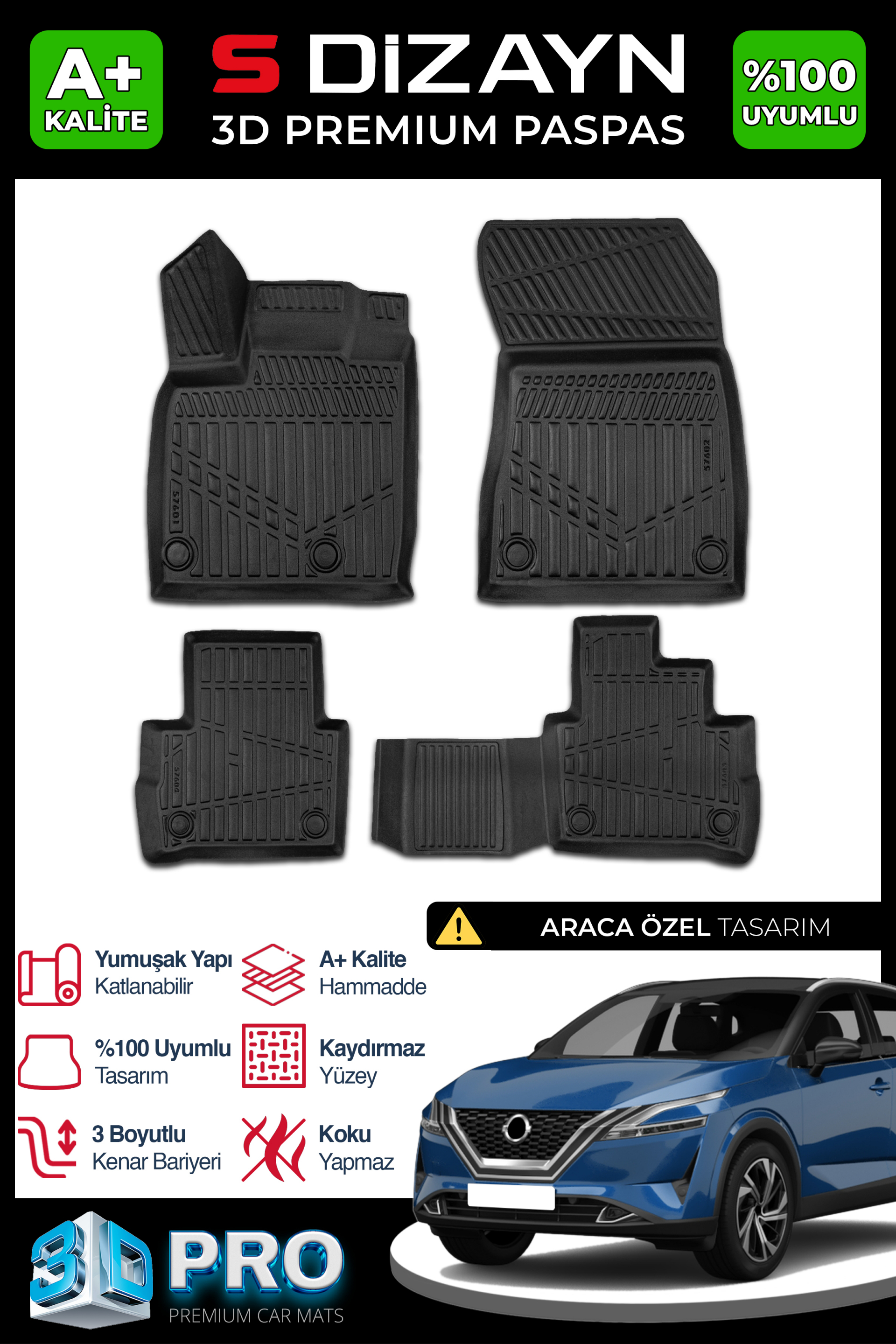 Nissan Qashqai 3D Pro Havuzlu Paspas 2021 Üzeri 1