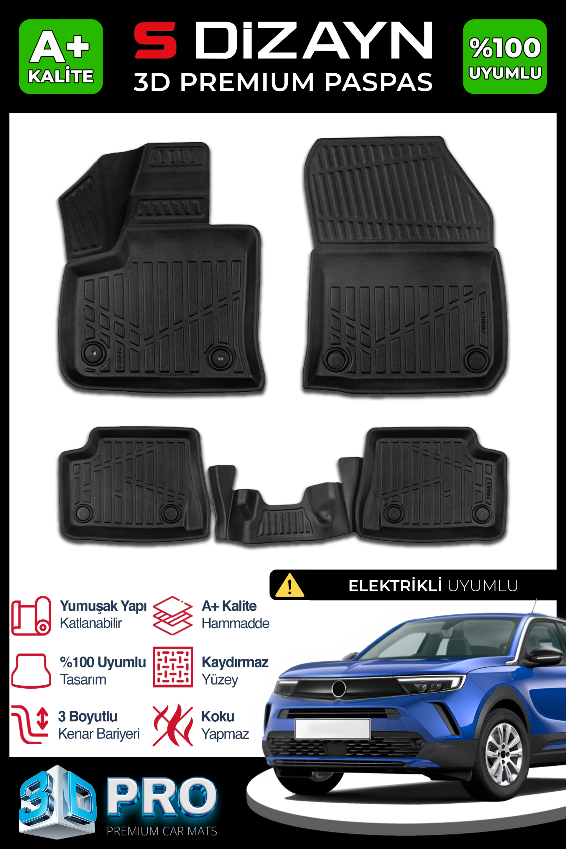 Opel Mokka Elektrikli 3D Pro Havuzlu Paspas 2021 Üzeri 1