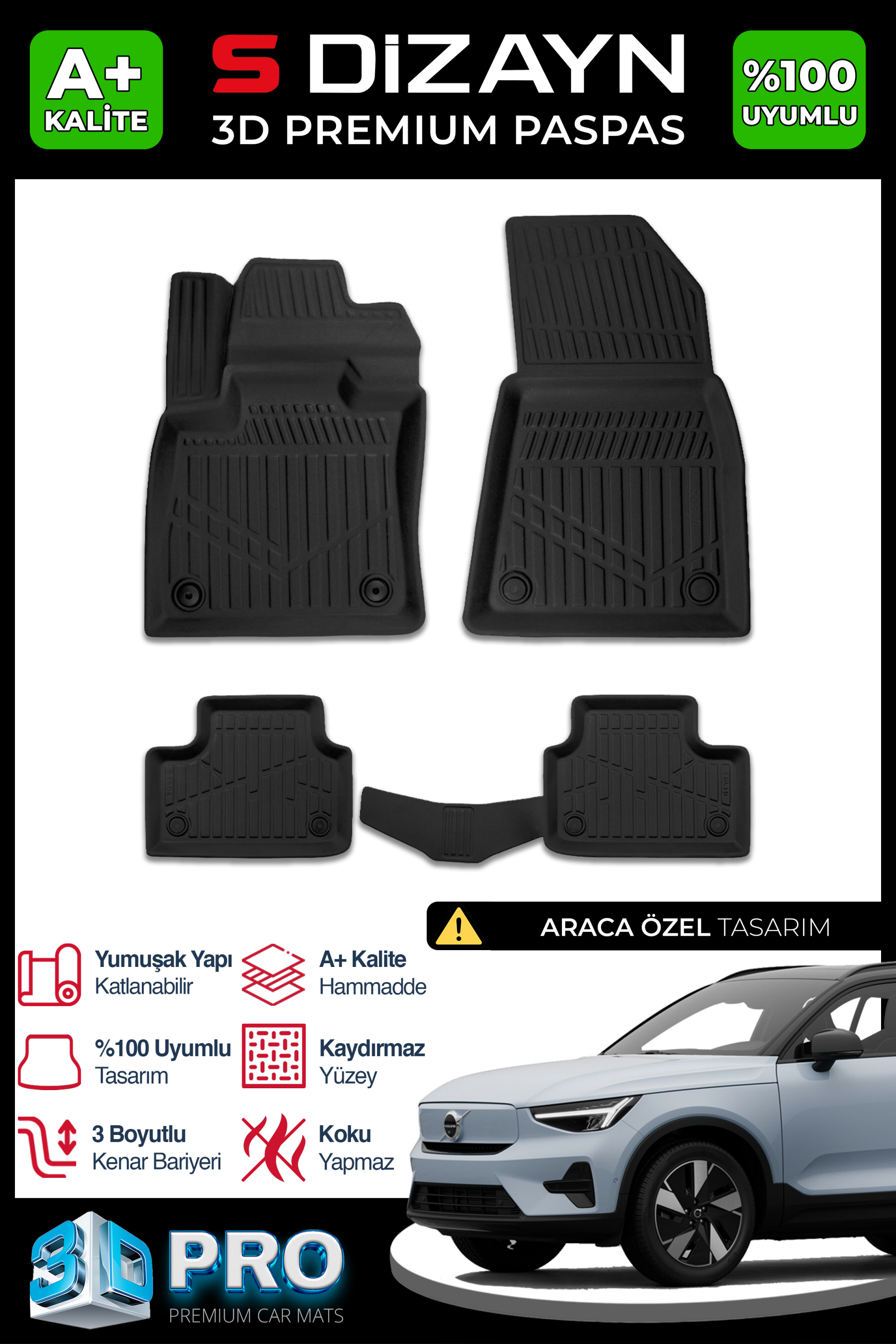 Volvo EX40 3D Pro Havuzlu Paspas 2024 Üzeri 1