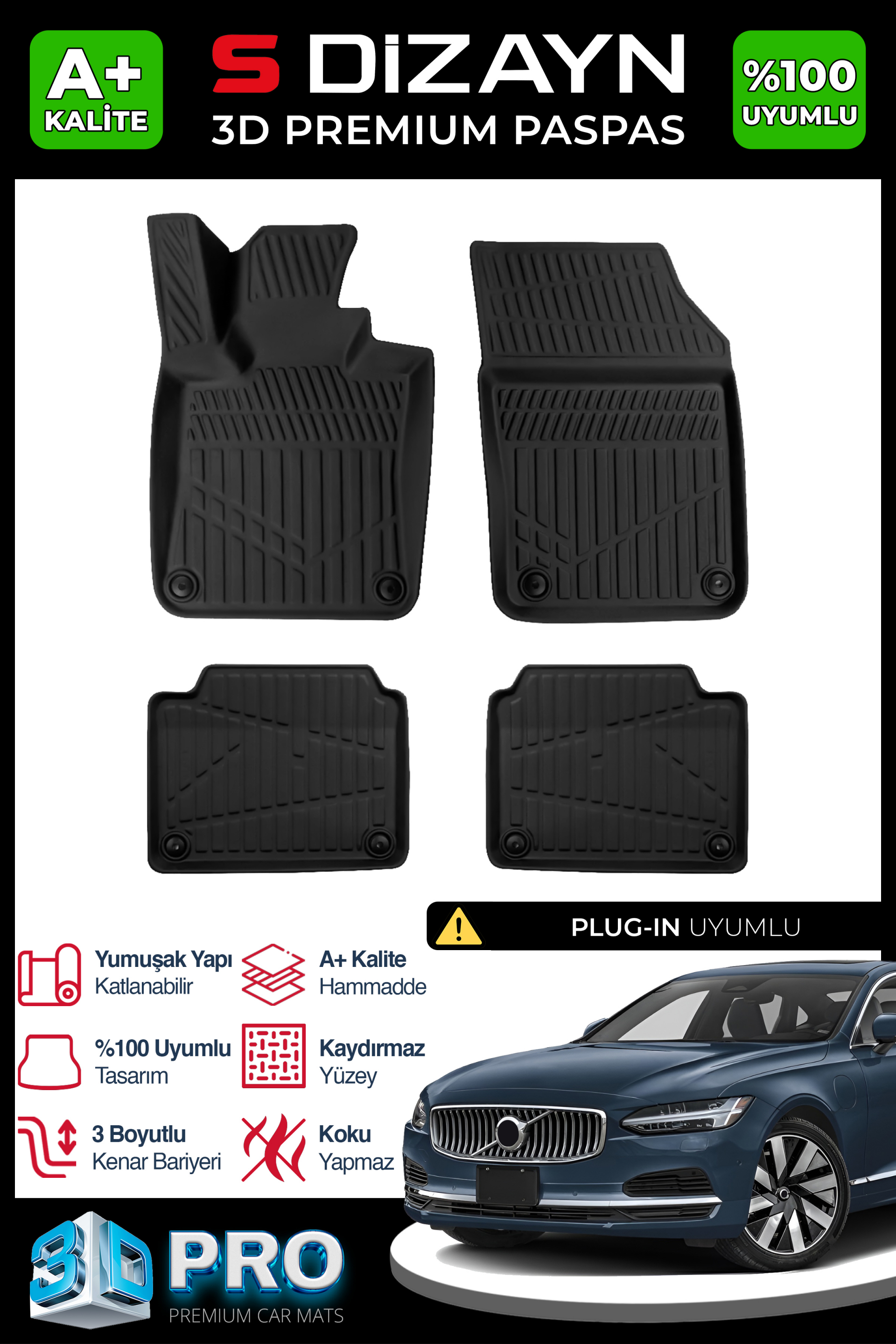 Volvo S90 Plug-IN 3D Pro Car Mats 2024 After 1