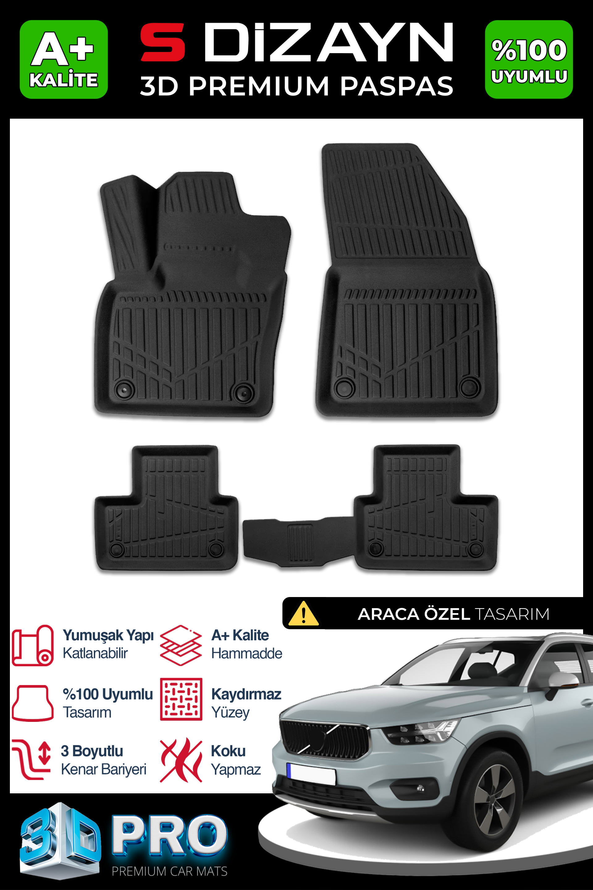 Volvo XC40 3D Plus Car Mats 2018 After A+ Quality 1