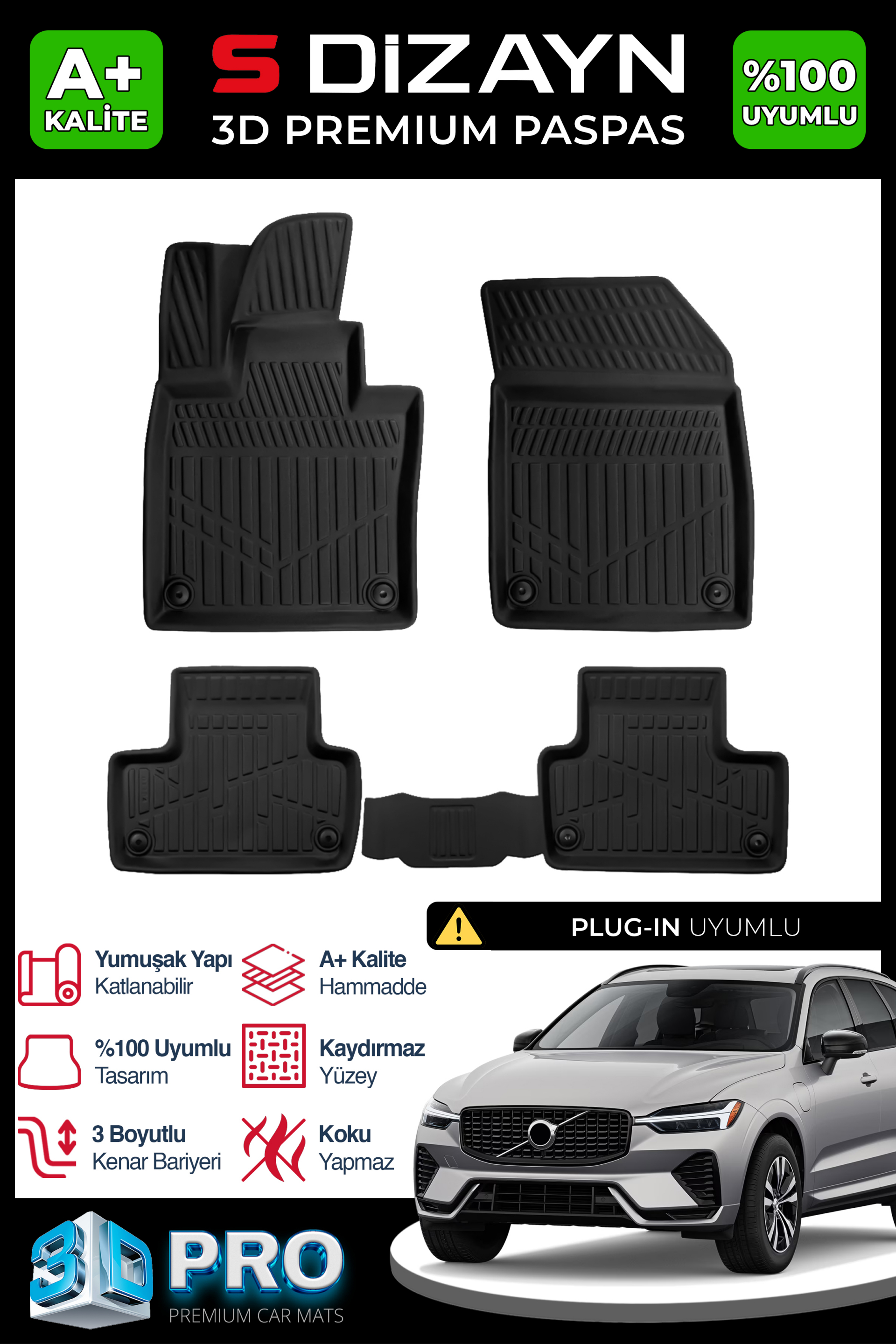 Volvo XC60 Plug-IN 3D Pro Car Mats 2024 After 1