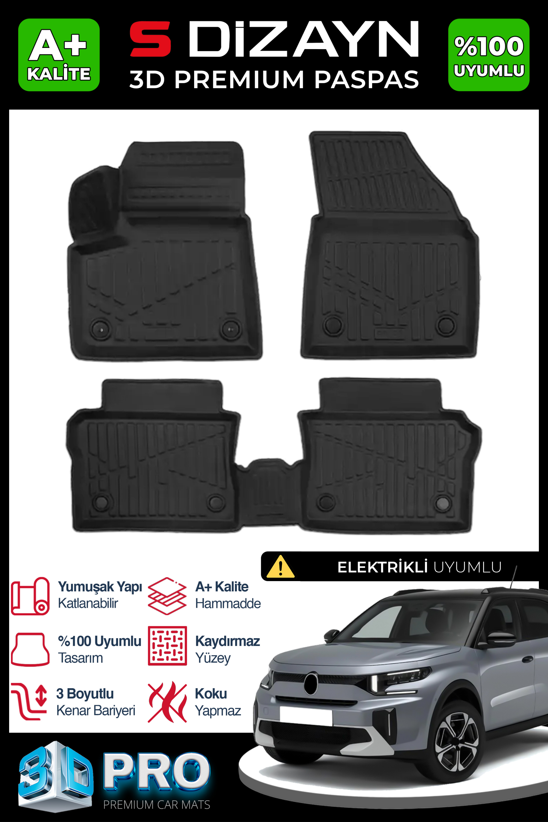 Citroen C3 Aircross Elektrikli 3D Pro Havuzlu Paspas 2025 Üzeri 1