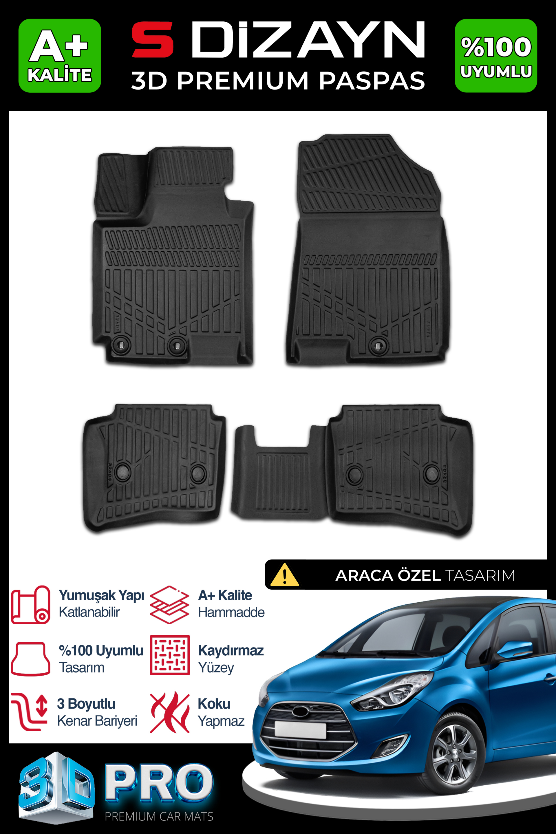 Hyundai IX20 3D Pro Havuzlu Paspas 2015-2020 1