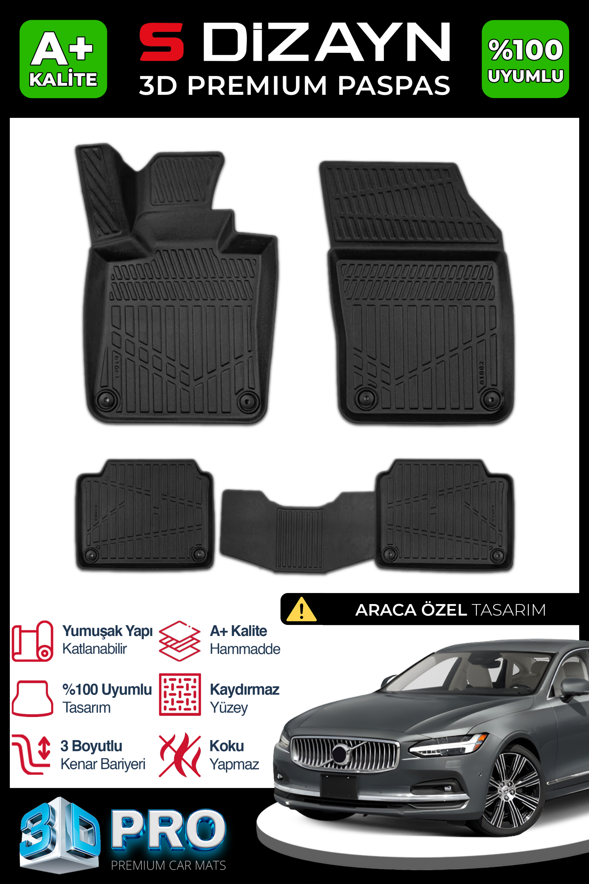 Volvo S90 3D Plus Car Mats 2020 After A+ Quality 1