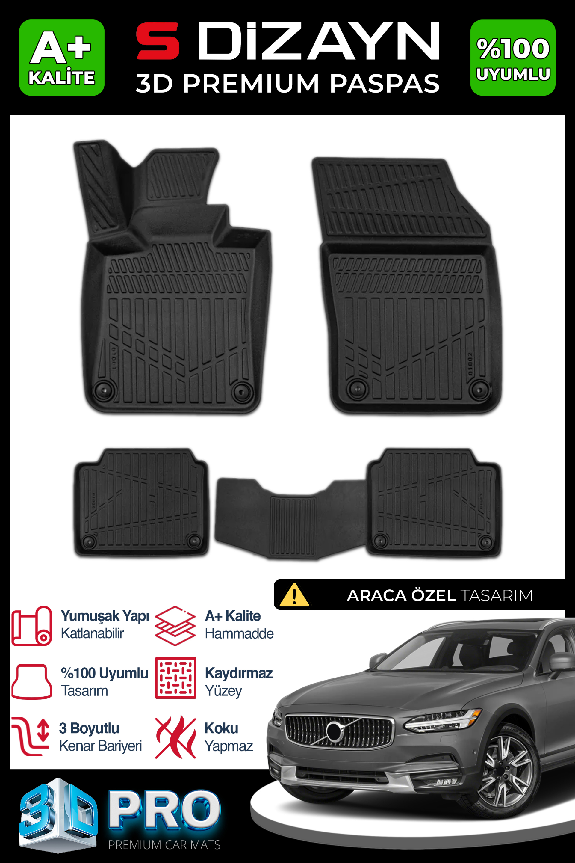 Volvo V90 3D Pro Car Mats 2016 After