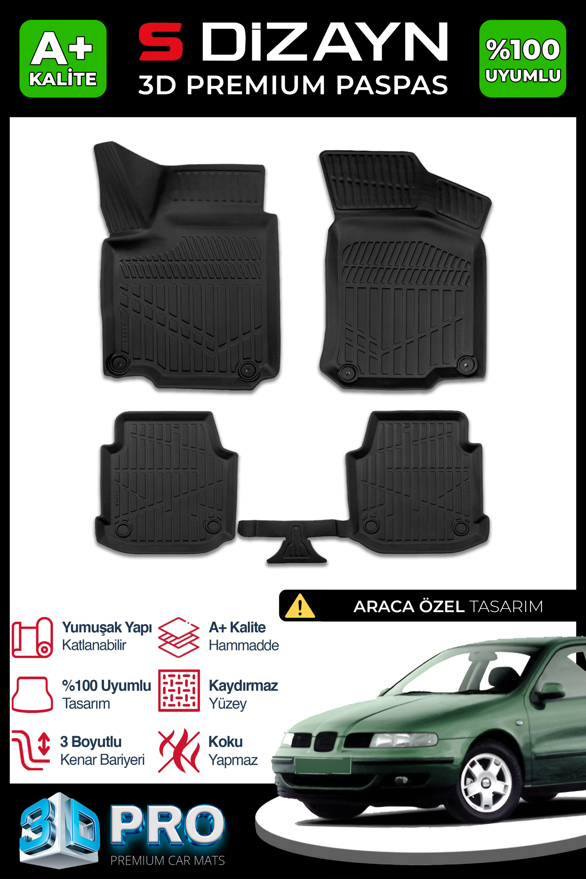 Seat Leon 3D Pro Havuzlu Paspas 1999-2005