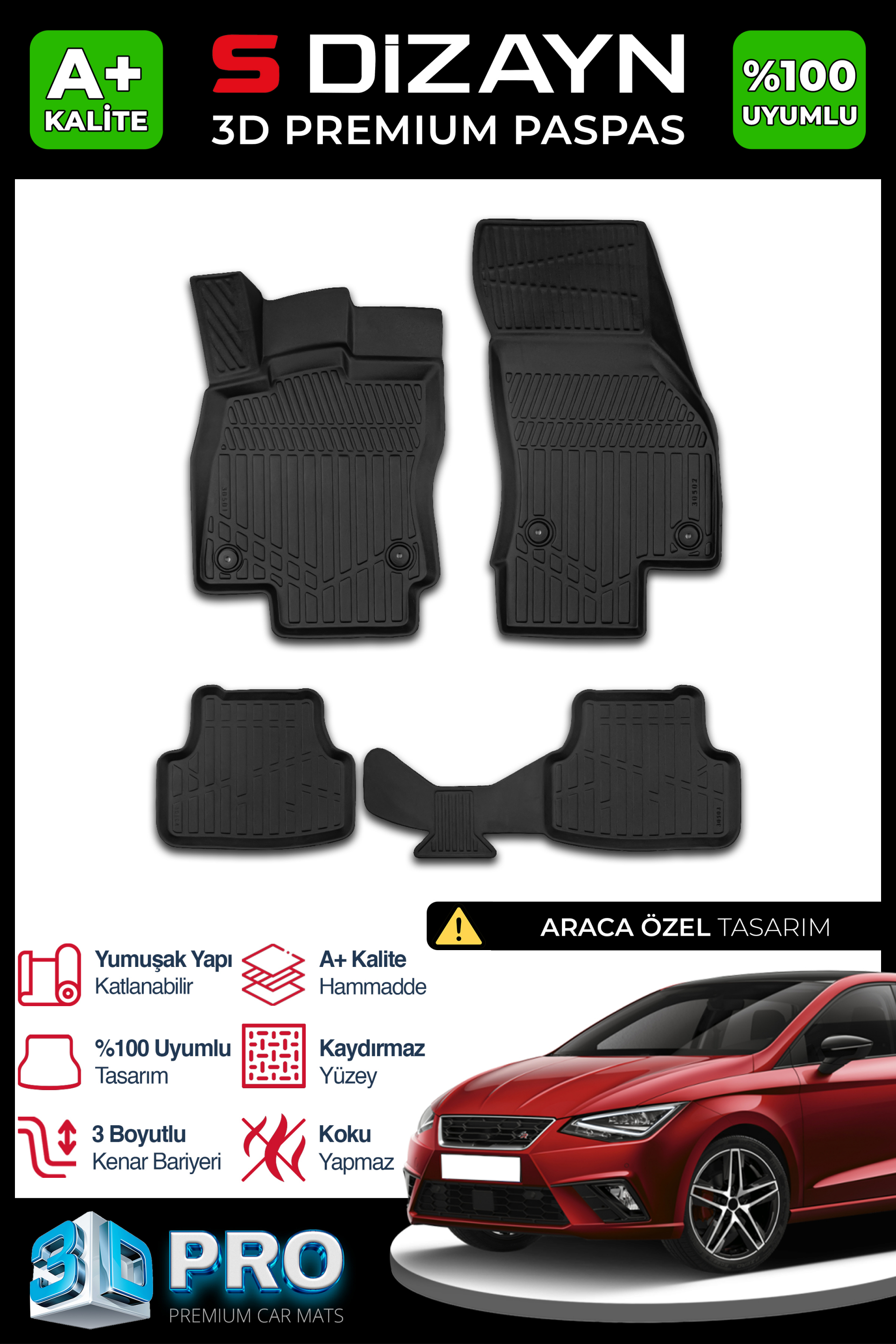 Seat Leon 3D Pro Havuzlu Paspas 2012-2020