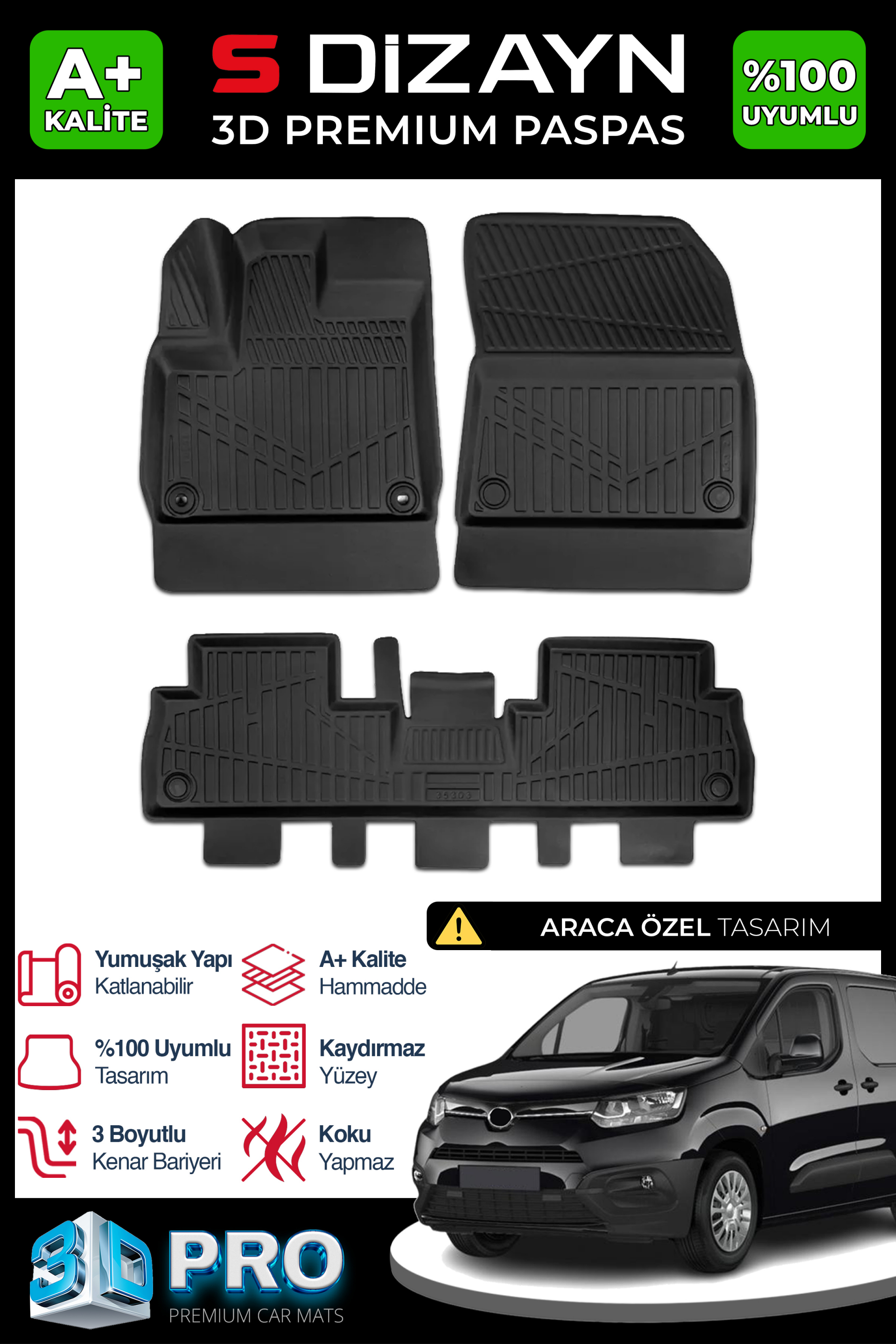 Toyota Proace City 3D Plus Car Mats 2018 After A+ Quality