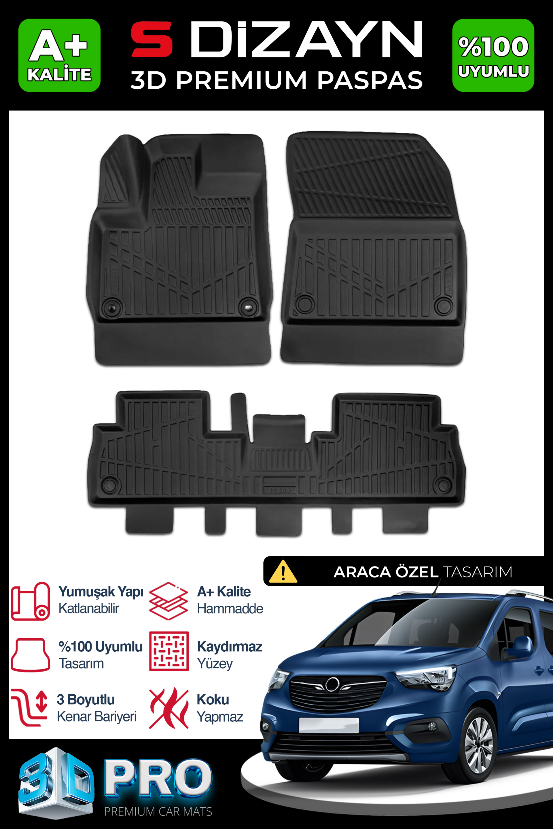 Opel Combo E 3D Plus Car Mats 2018 After A+ Quality
