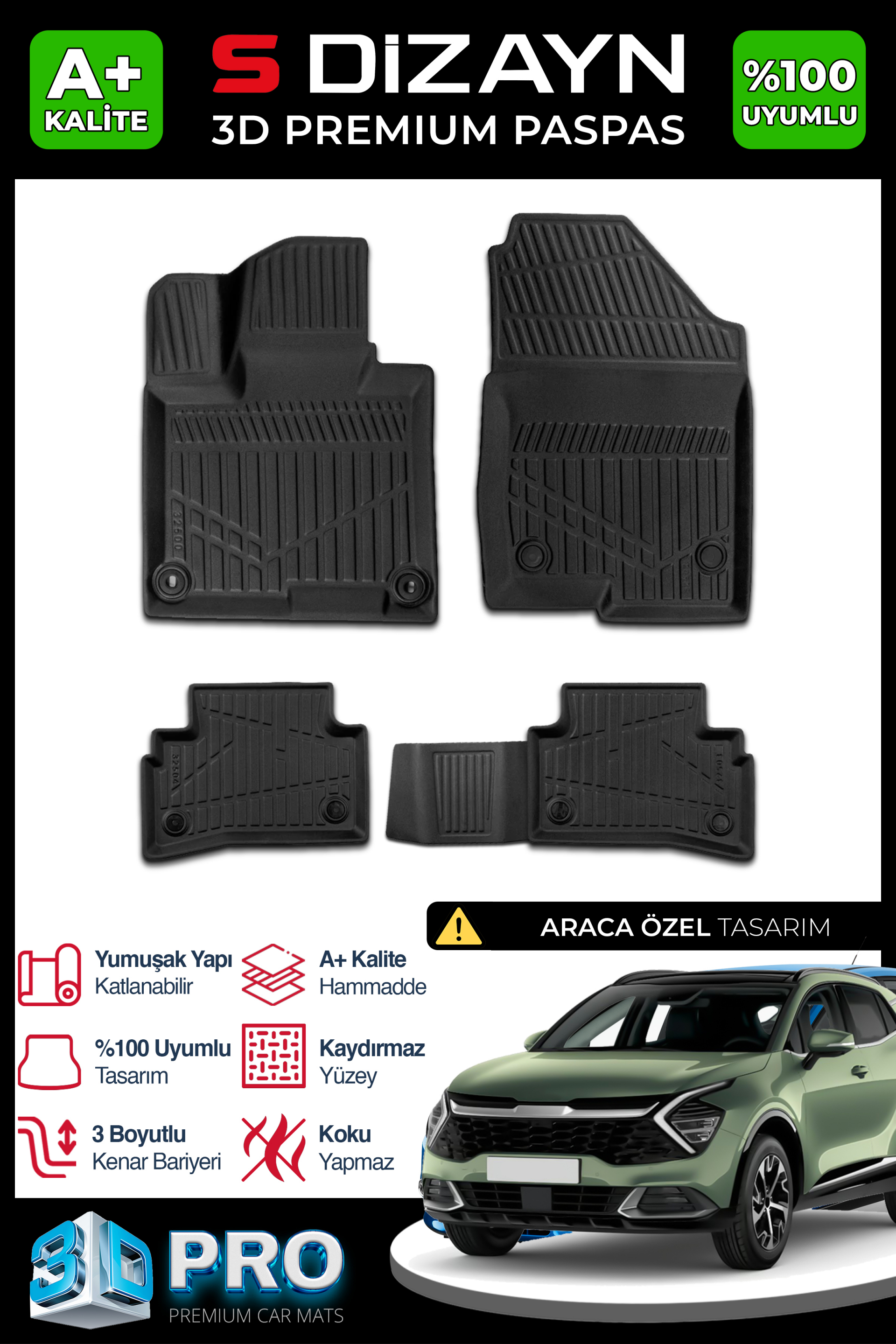 Kia Sportage 3D Pro Havuzlu Paspas 2022 Üzeri 1