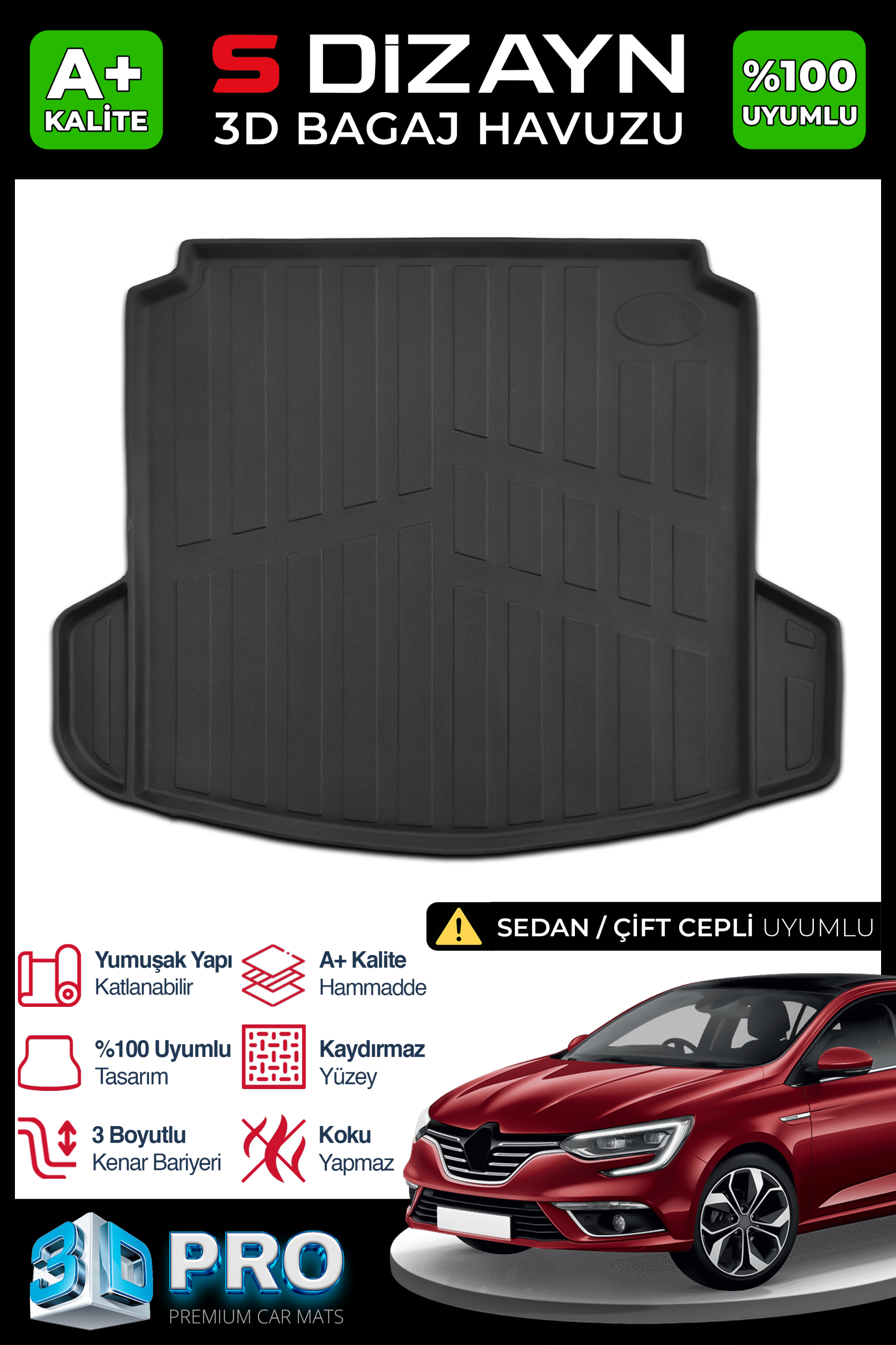 Renault Megane 4 Sedan 3D Pro Bagaj Havuzu Çift Kulaklı 2016 Üzeri 1