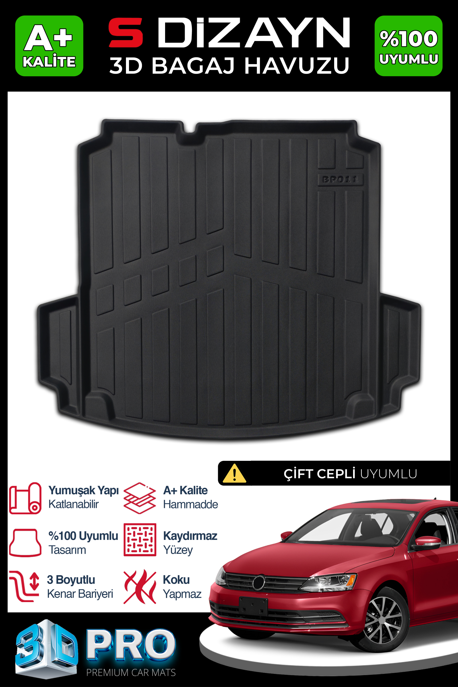 Opel Combo with Separator 3D Pro Trunk Mats 2019 After A+ Quality 1