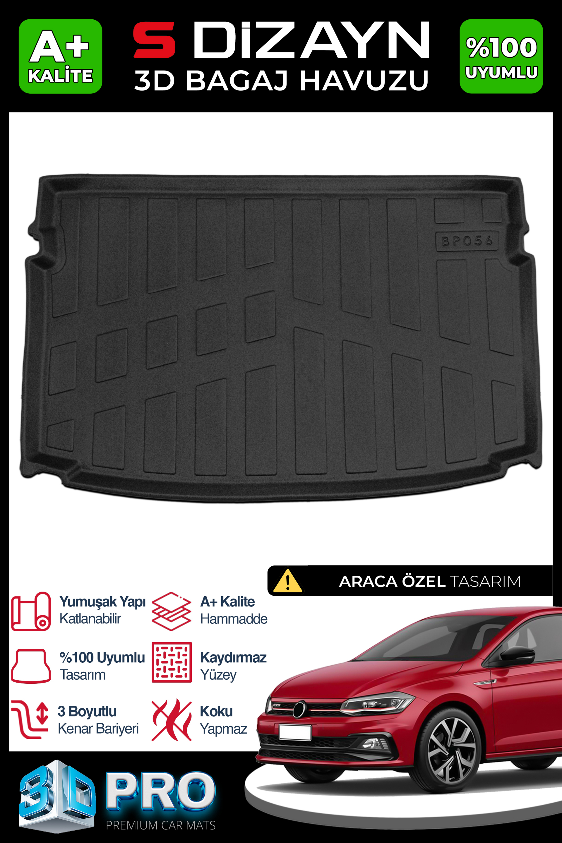 VW Polo 3D Pro Trunk Mats 2021 After A+ Quality 1