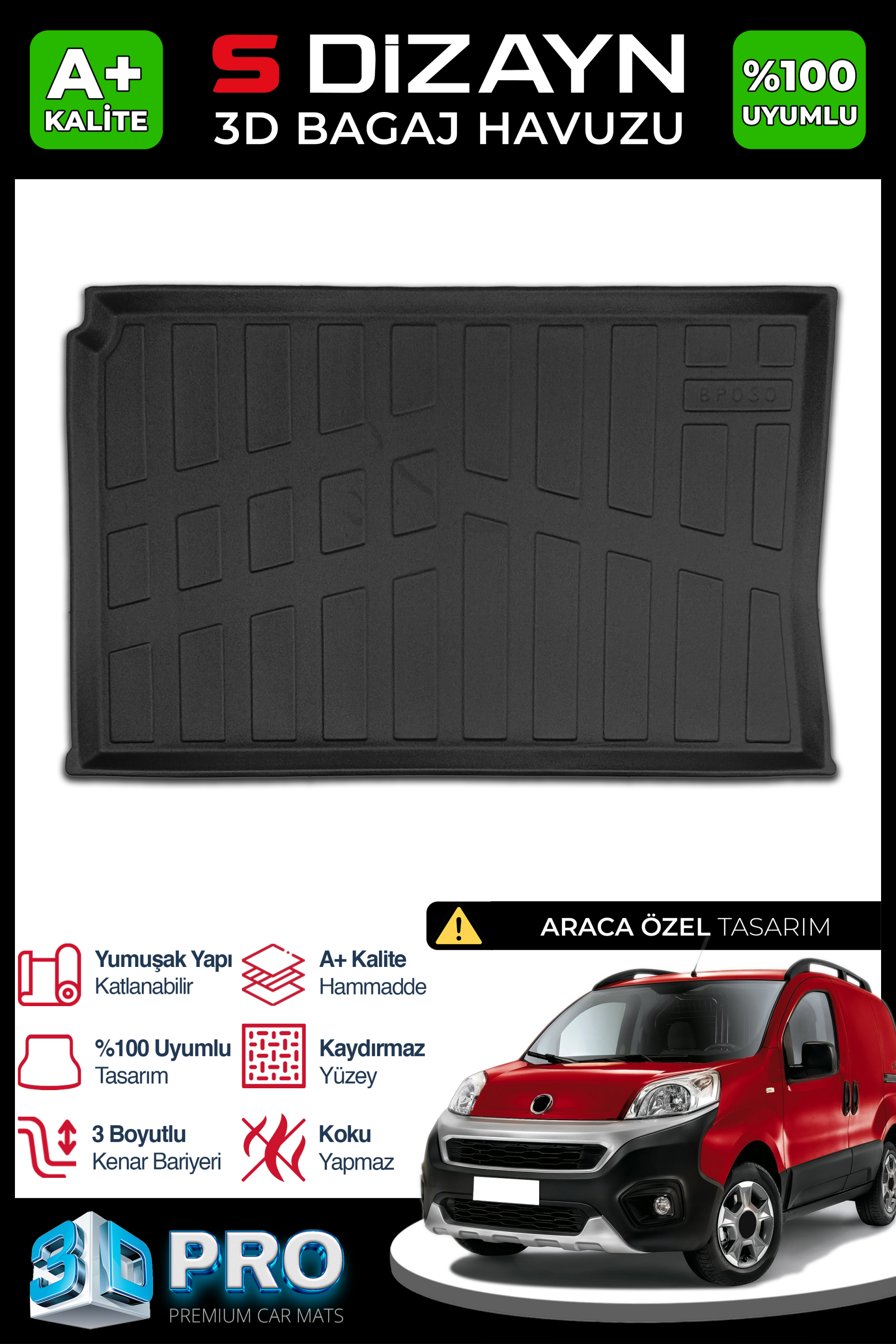 Fiat Fiorino 3D Pro Trunk Mats 2008 After A+ Quality 1