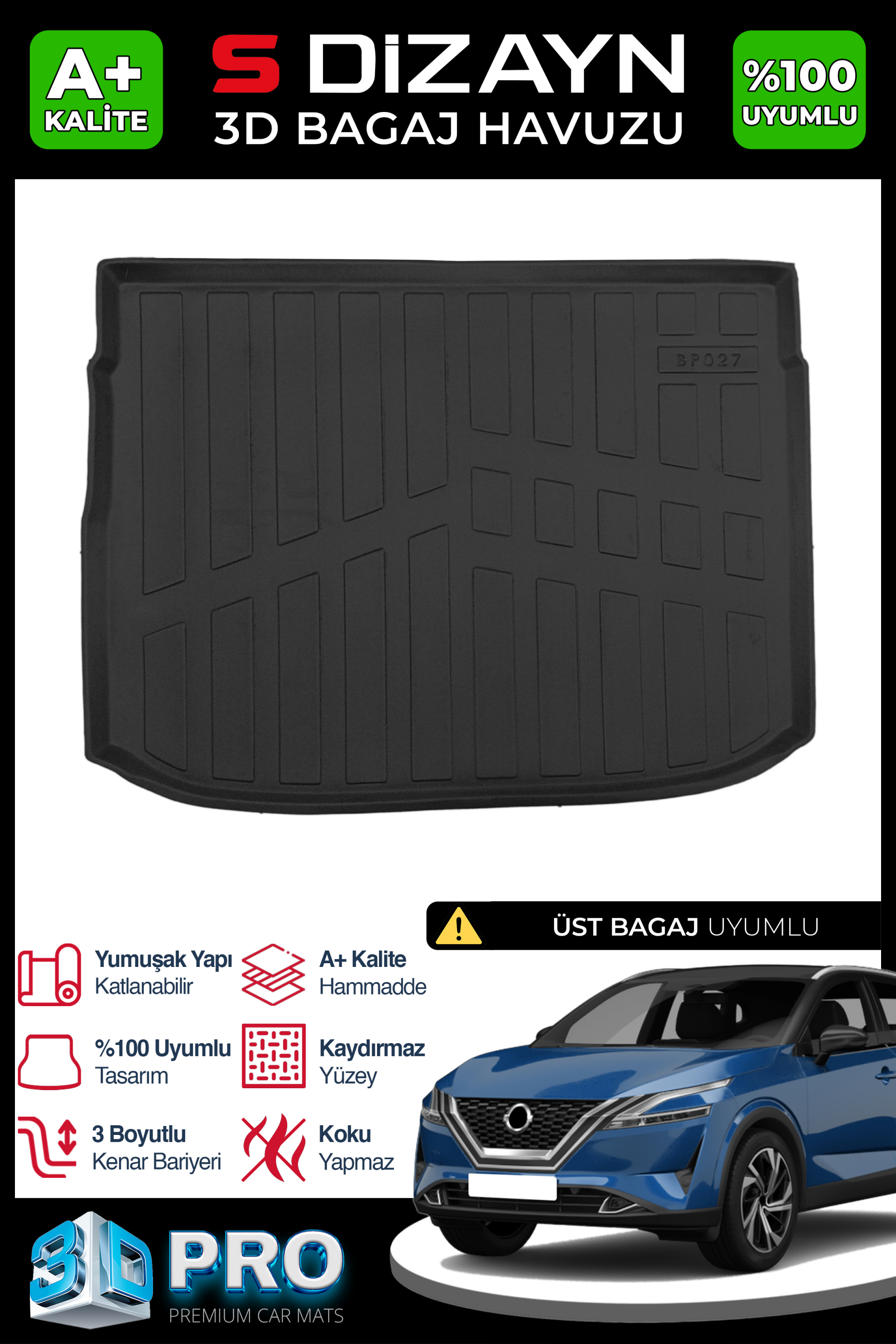 Nissan Qashqai 3D Pro Bagaj Havuzu Üst Bagaj 2021 Üzeri 1