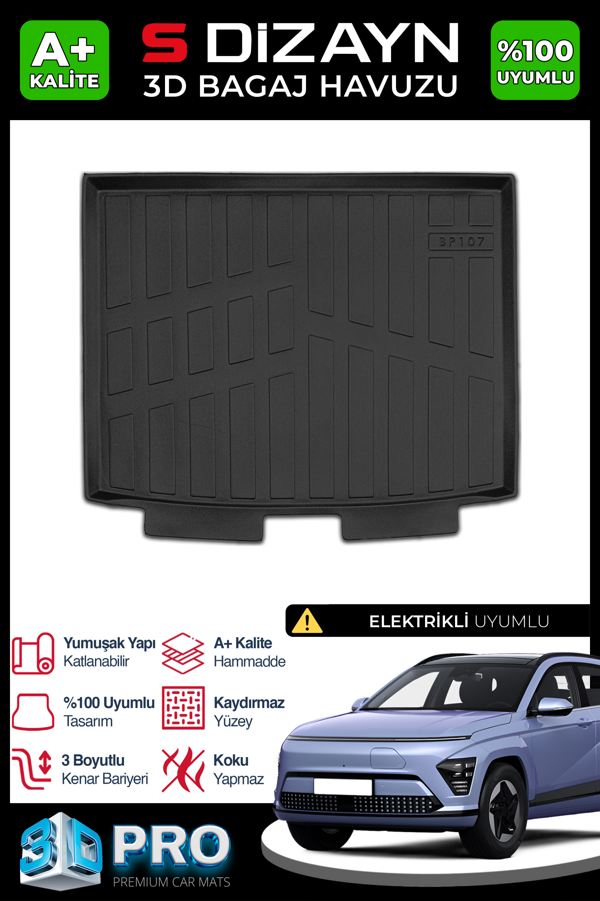 Hyundai Kona Elektrikli 3D Pro Bagaj Havuzu 2024 Üzeri 1