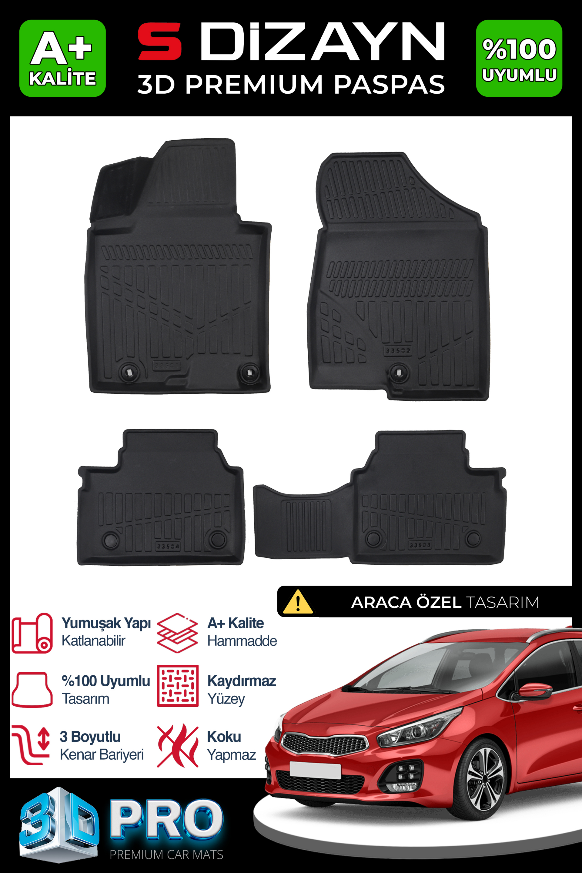 Kia Ceed 3D Pro Havuzlu Paspas 2012-2018