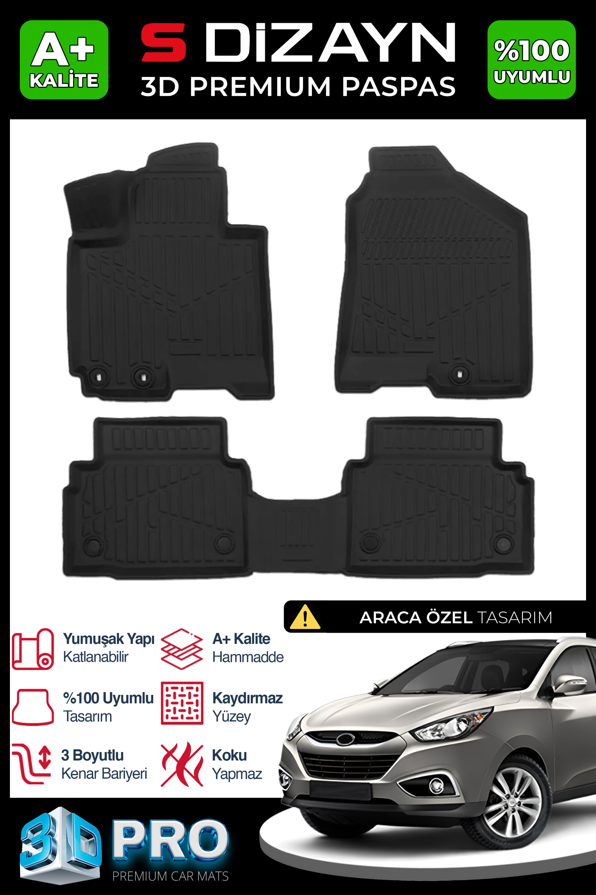 Hyundai ix35 3D Pro Havuzlu Paspas 2010-2015