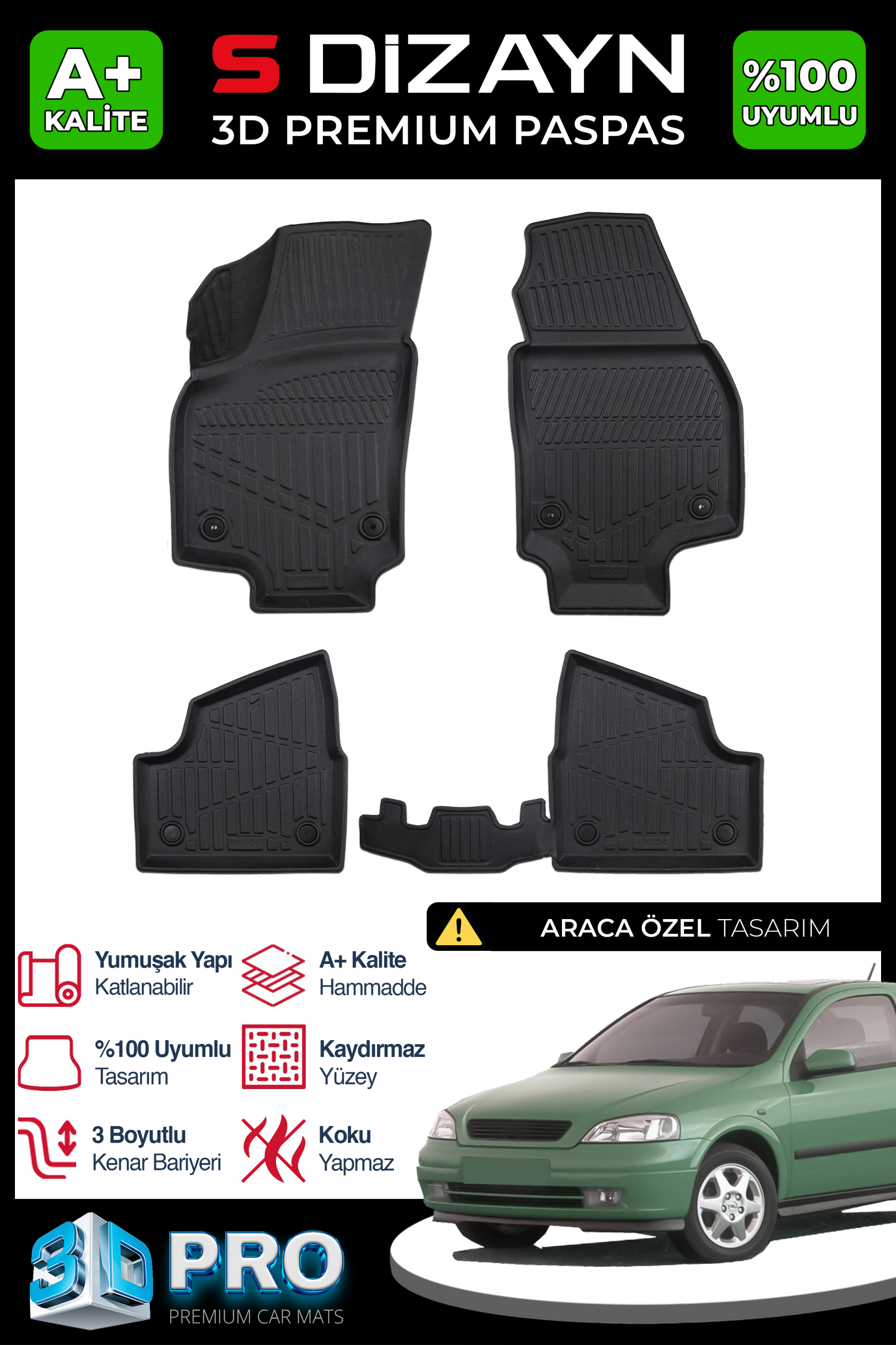 Opel Astra G 3D Pro Havuzlu Paspas 1998-2004