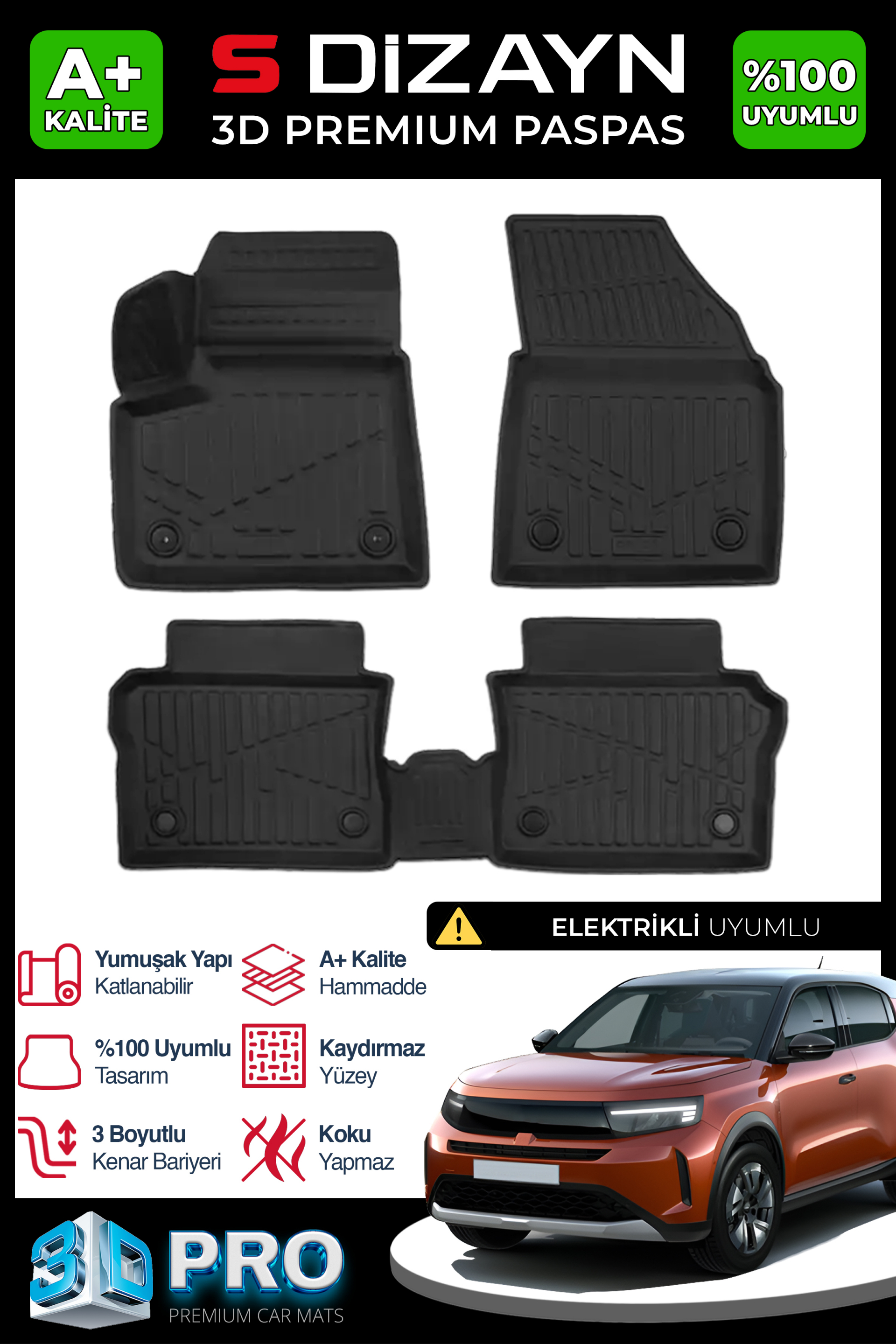 Opel Frontera Elektrikli 3D Pro Havuzlu Paspas 2024 Üzeri