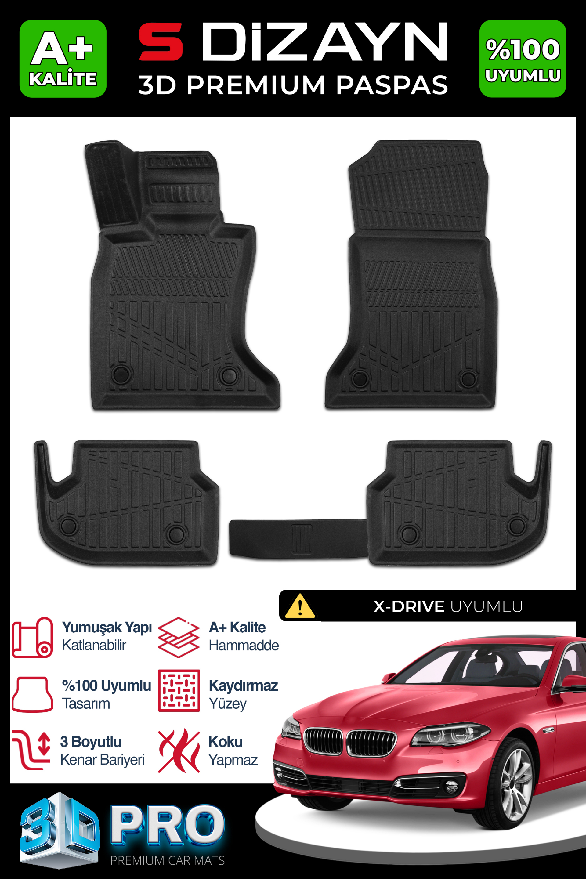 Bmw 5 Series F10 X-Drive 3D Pro Car Mats 2013-2016 A+ Quality 1