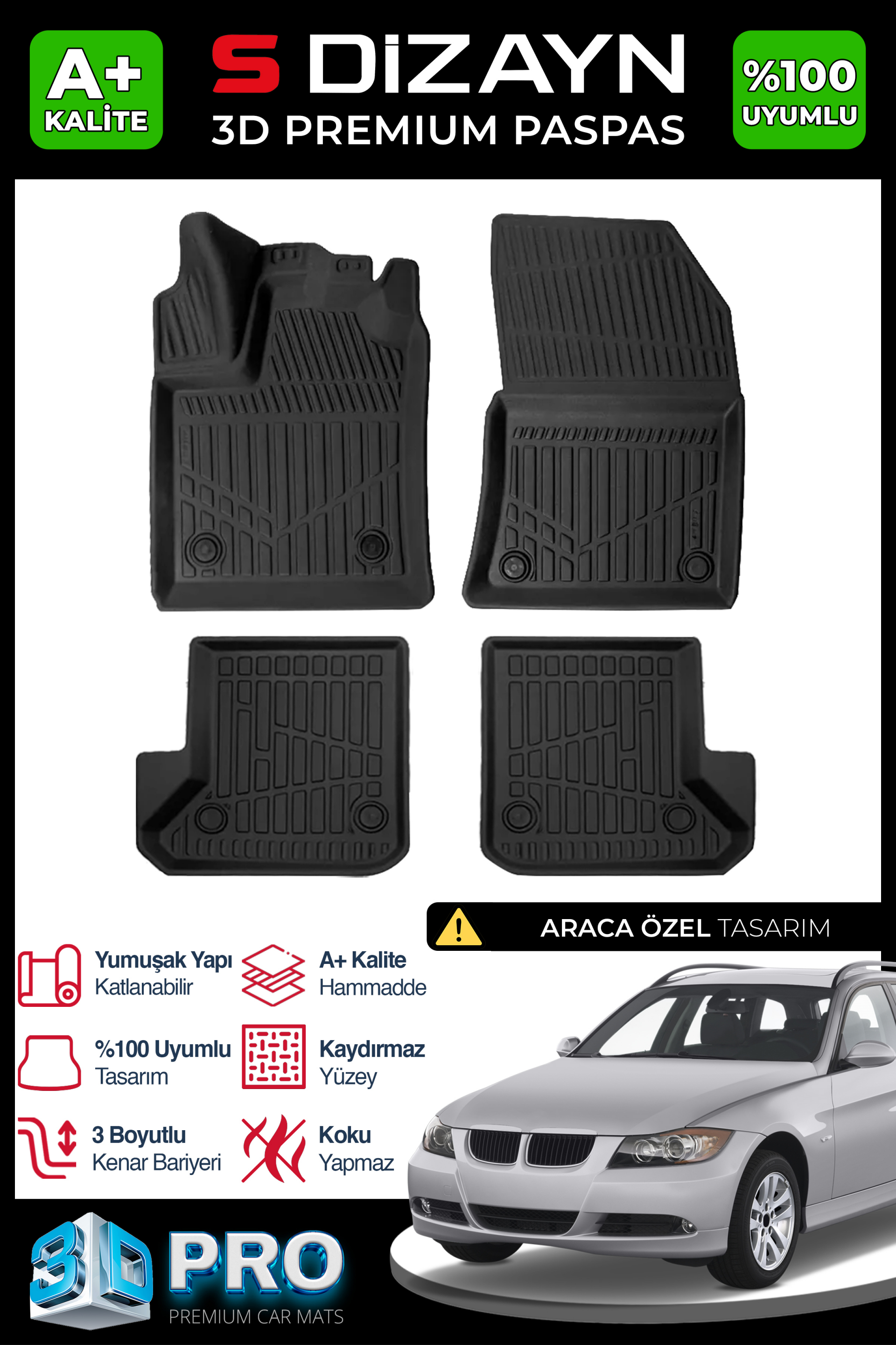 Bmw 3 Series E91 3D Pro Car Mats 2004-2013 A+ Quality