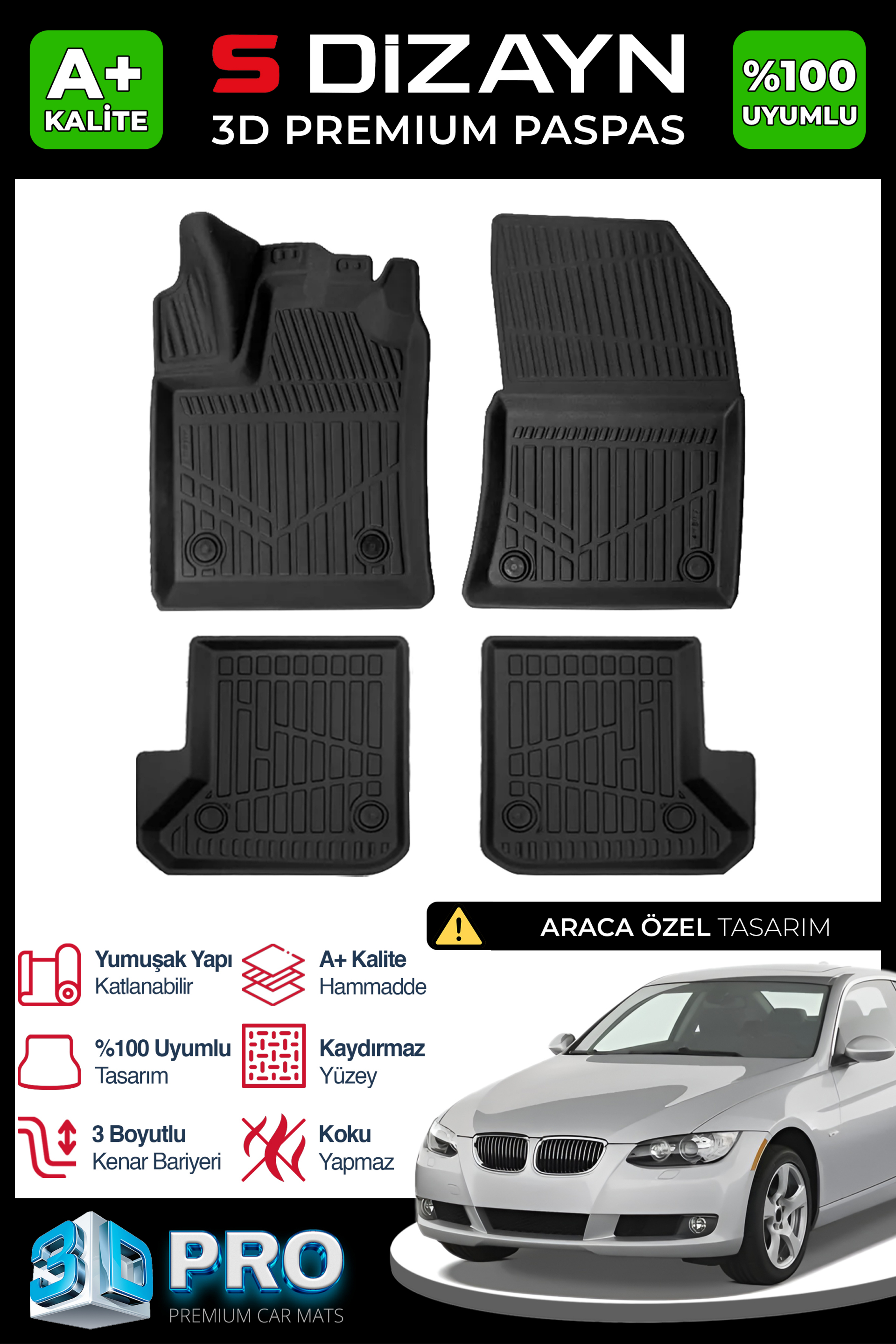 Bmw 3 Series E92 3D Pro Car Mats 2007-2013 A+ Quality