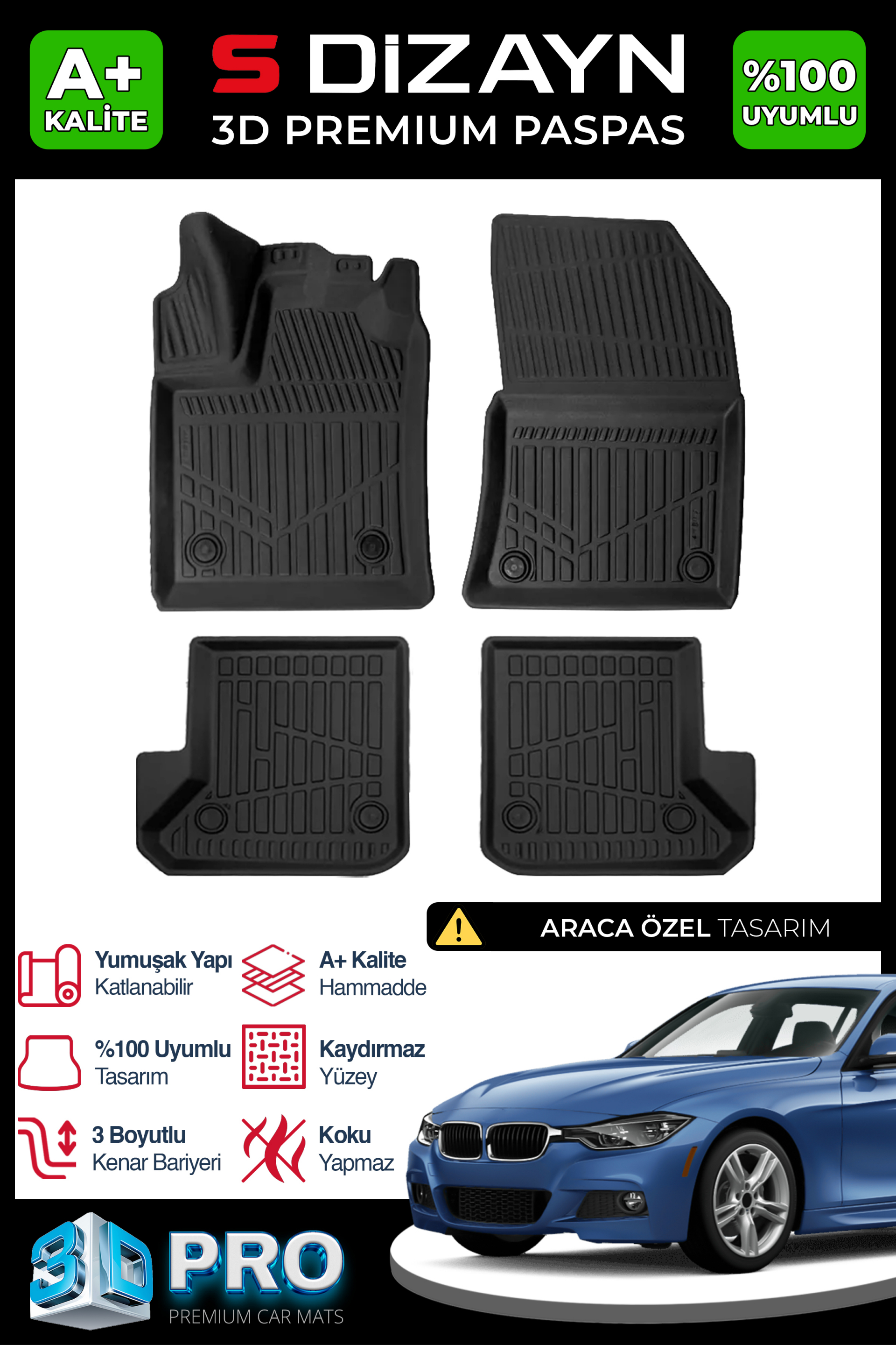 Bmw 3 Series F31 Station Wagon 3D Pro Car Mats 2012-2019 A+ Quality