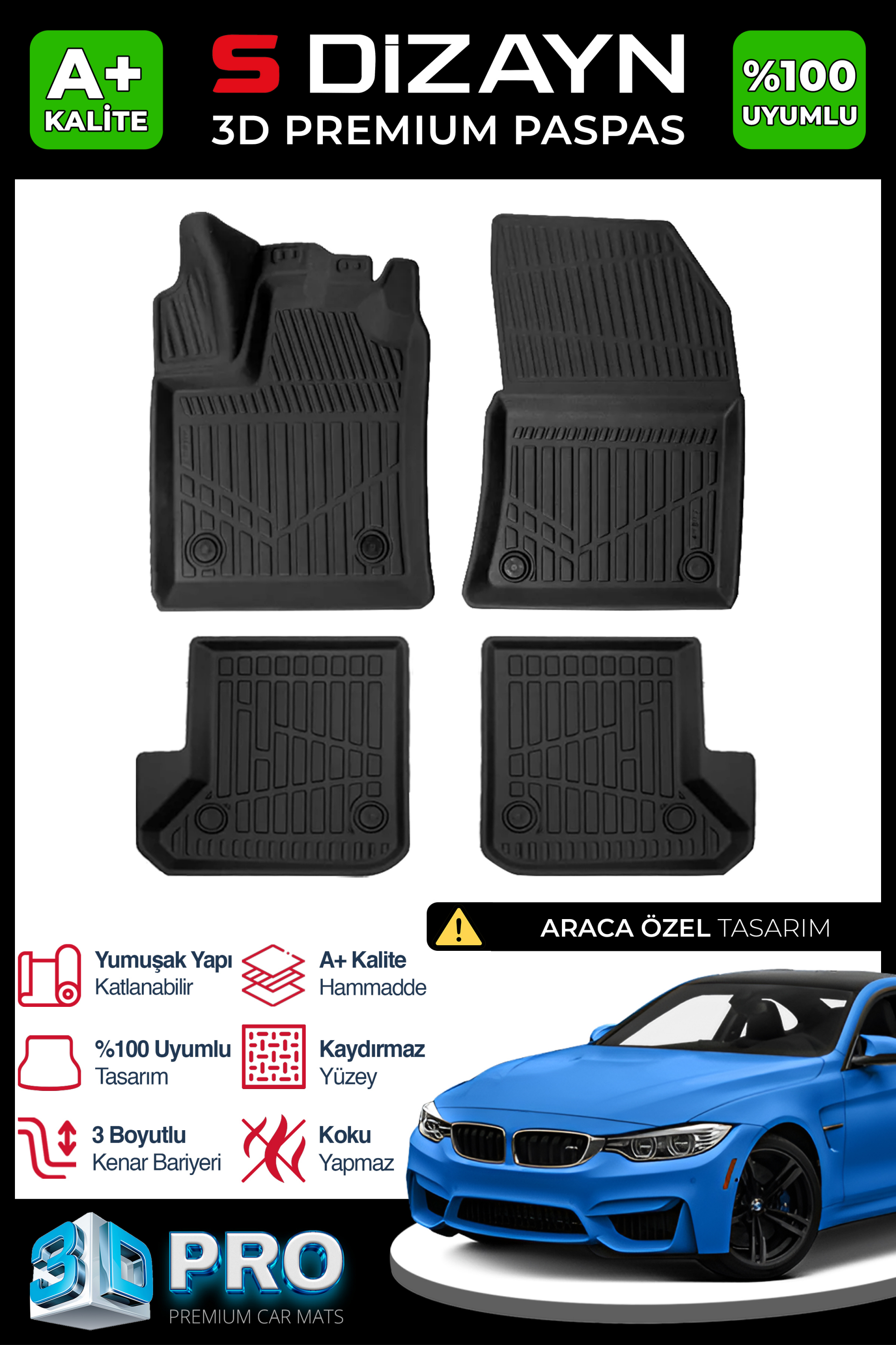Bmw 4 Series F32 Coupe 3D Pro Car Mats 2013-2020 A+ Quality
