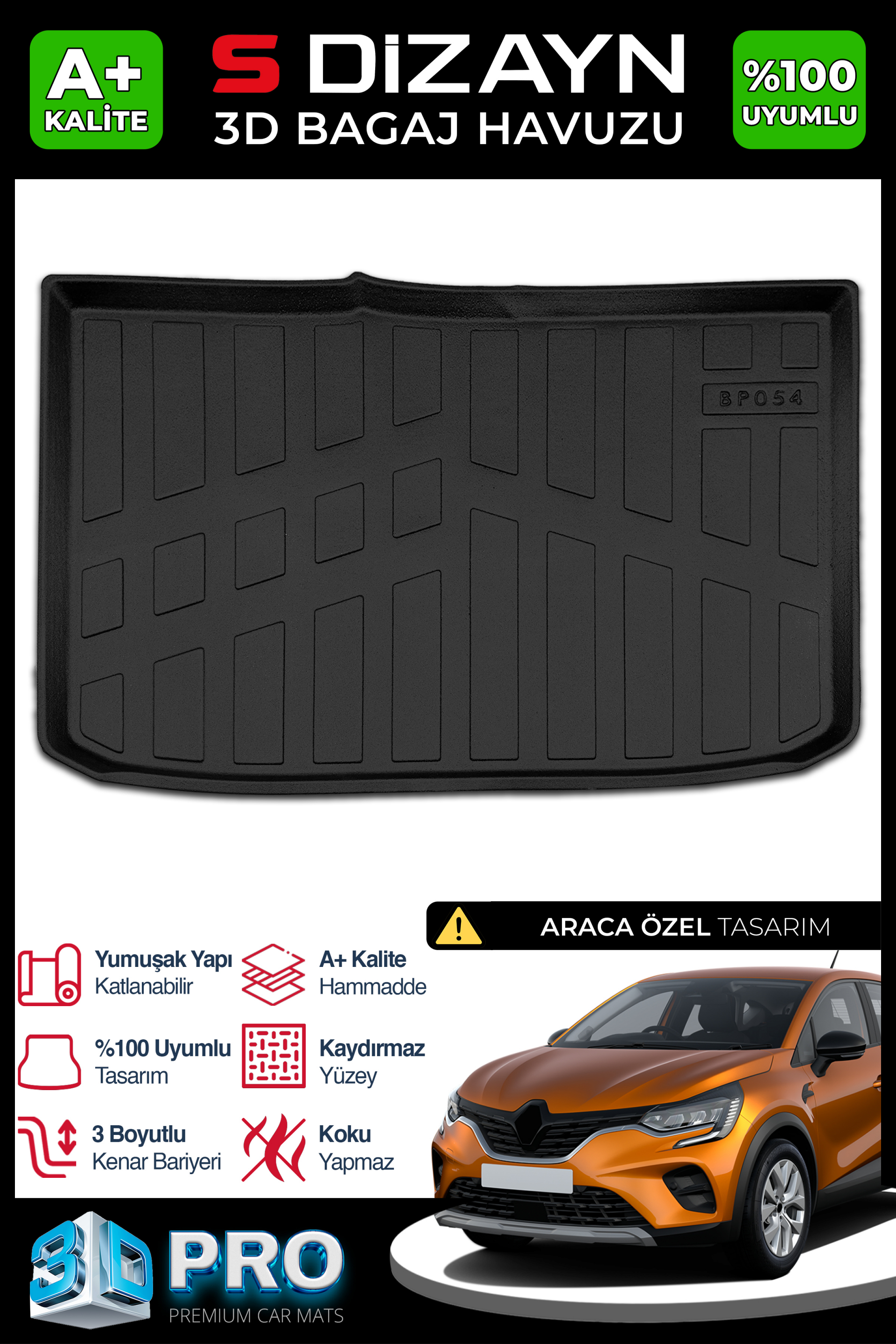Renault Captur 3D Pro Trunk Mats 2019 After A+ Quality 1
