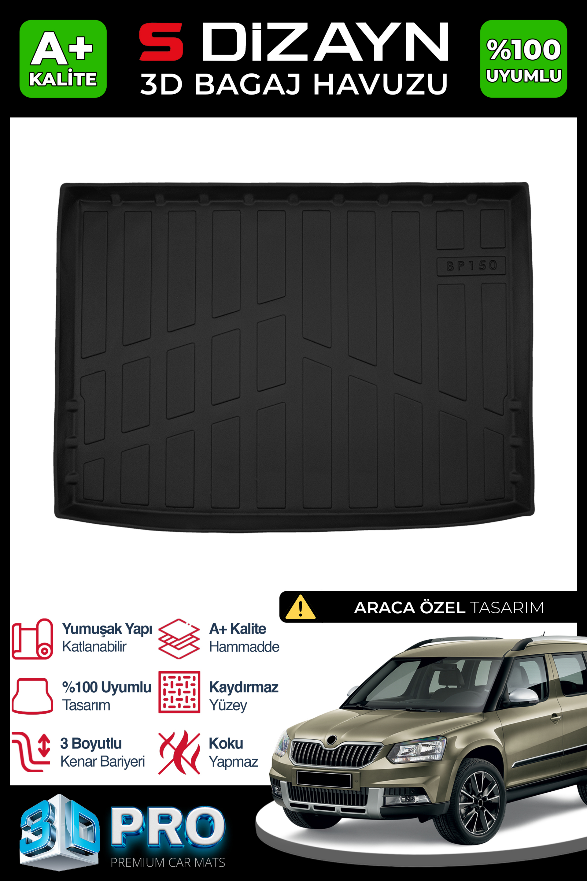 Skoda Yeti 3D Pro Bagaj Havuzu 2009-2018 1