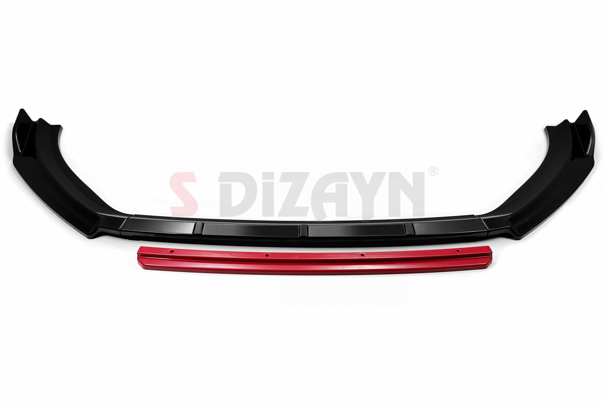 S-Dizayn VW Golf 7 ABS Plastik Ön Tampon Alt Lip Kırmızı Ekli 4 Prç. 2013-2018 A+Kalite #3