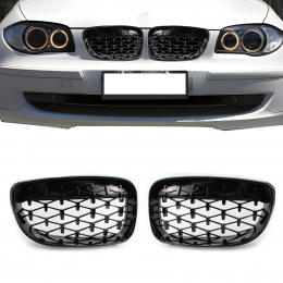 S-Dizayn Bmw 1 Serisi E81/E87 Ön Panjur Böbrek Parlak Siyah Piano Black Diamond Model 2008-2012