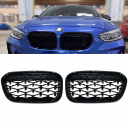 S-Dizayn Bmw 1 Serisi F20/F21 Ön Panjur Böbrek Parlak Siyah Piano Black Diamond Model 2015-2019