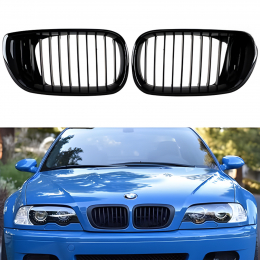 S-Dizayn Bmw 3 Serisi E46 Ön Panjur Böbrek Parlak Siyah Piano Black Düz Model 2002-2005