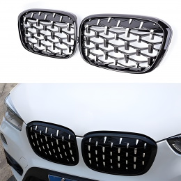 S-Dizayn Bmw X1 F48/F49 Ön Panjur Böbrek Parlak Siyah Çerçeveli Krom Diamond Model 2016 Üzeri