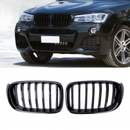 S-Dizayn Bmw X3 F25 Ön Panjur Böbrek Parlak Siyah Piano Black Düz Model 2011-2013