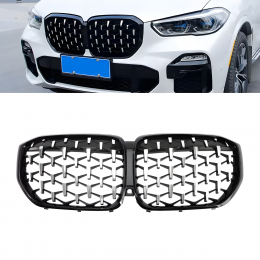 S-Dizayn Bmw X5 G05 Ön Panjur Böbrek Parlak Siyah Çerçeveli Krom Diamond Model 2018 Üzeri